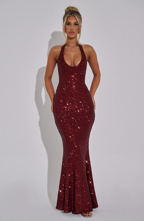 ODETTE MAXI DRESS Wine Red 1