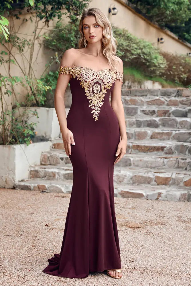 Ophelia Off-Shoulder Velvet Mermaid Dress Black 22