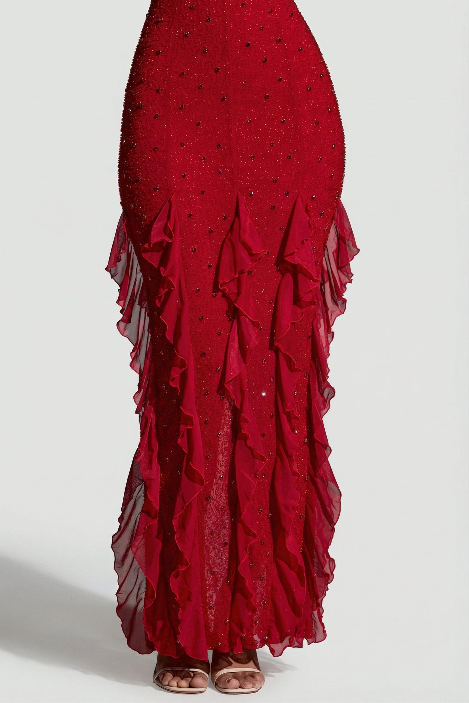Valentina Ruffled Maxi Dress Red 4