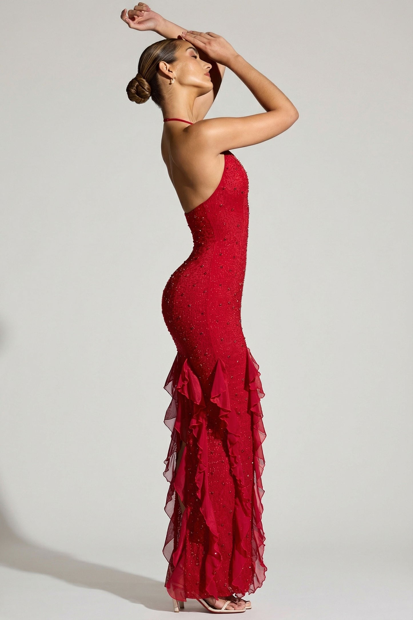 Valentina Ruffled Maxi Dress Red 5