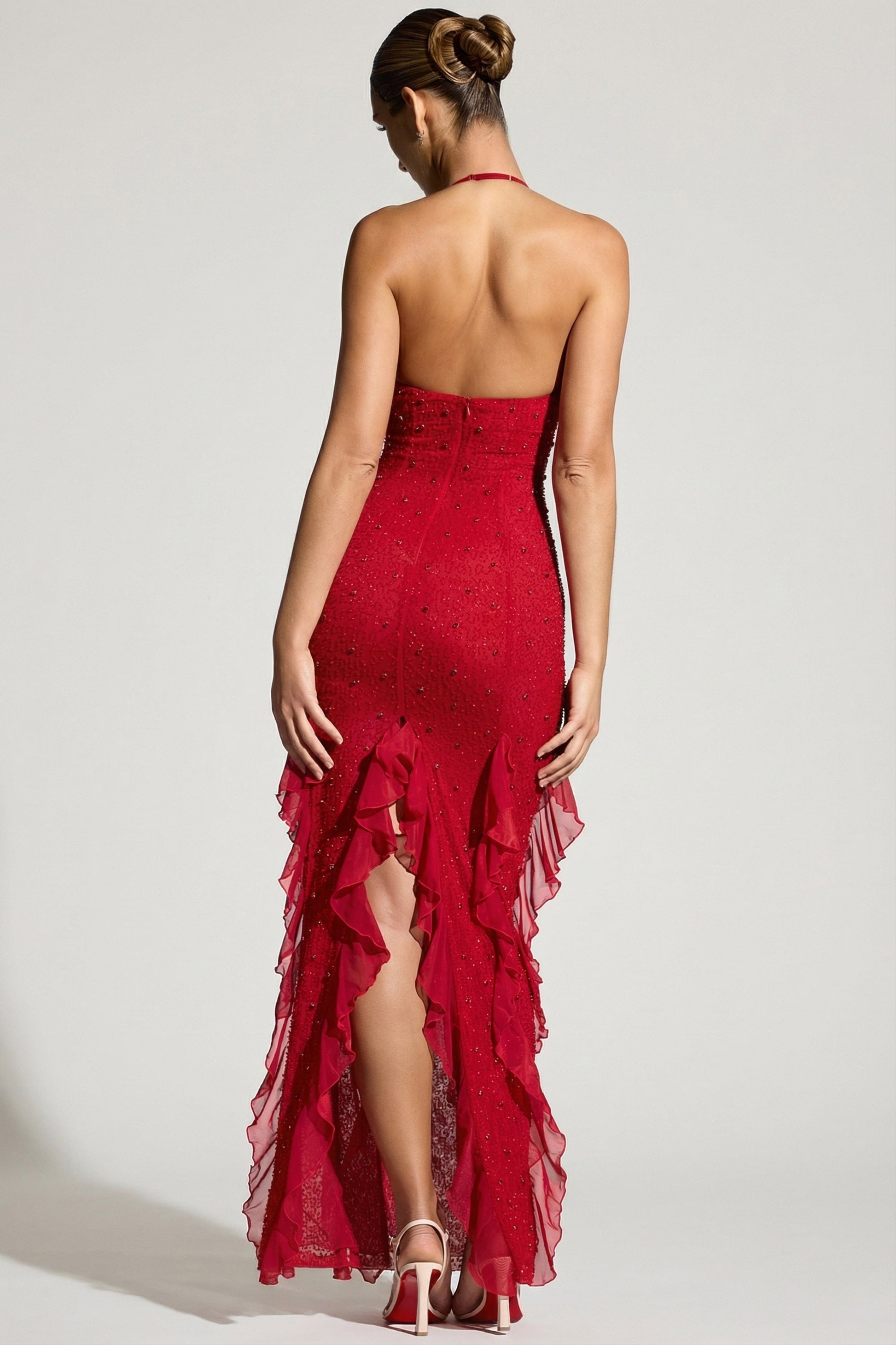 Valentina Ruffled Maxi Dress Red 2
