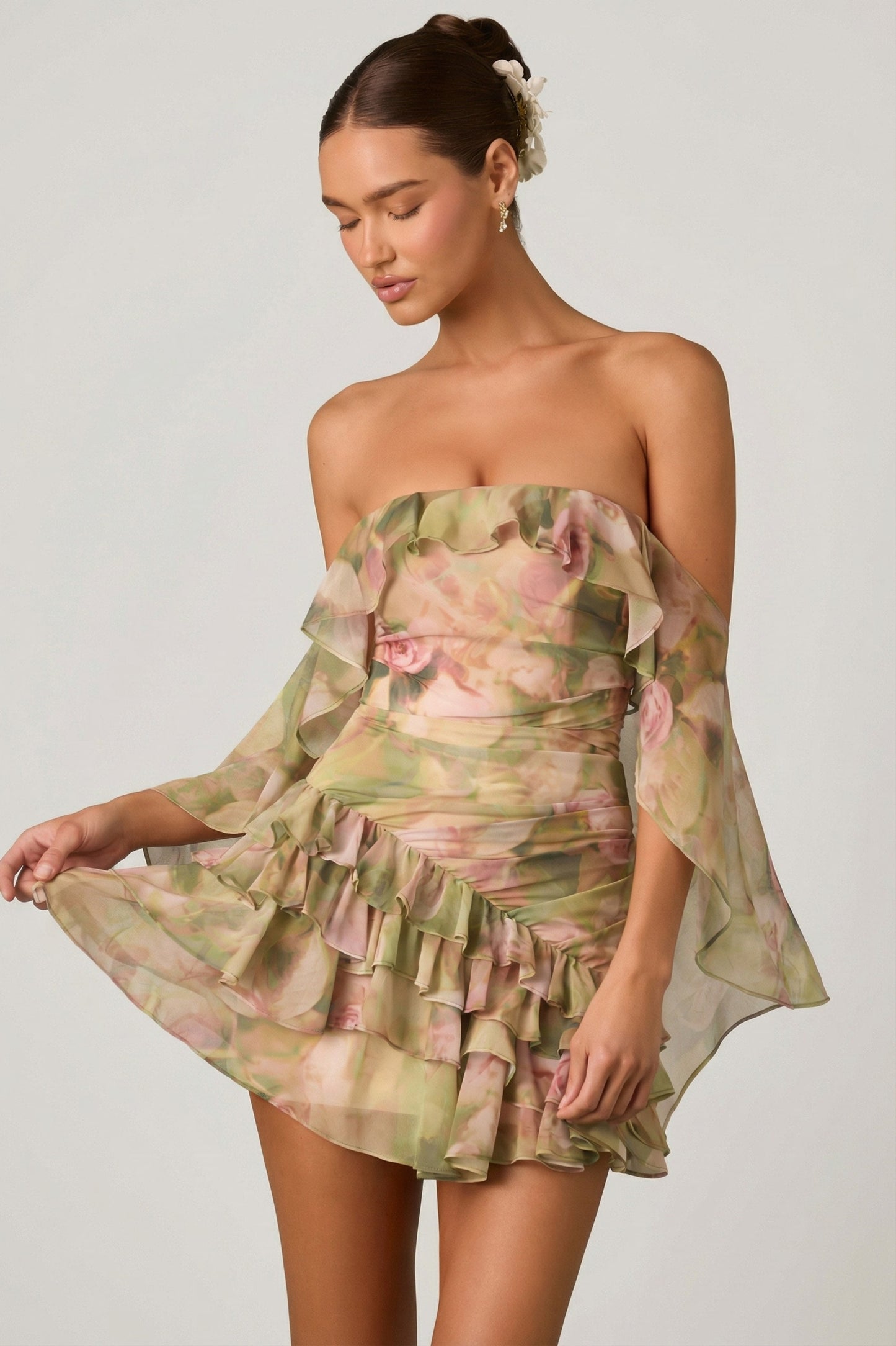 Birdie Off-Shoulder Ruffled Mini Dress Shoulder Ruffled Mini Dress in Floral Multi Print 6
