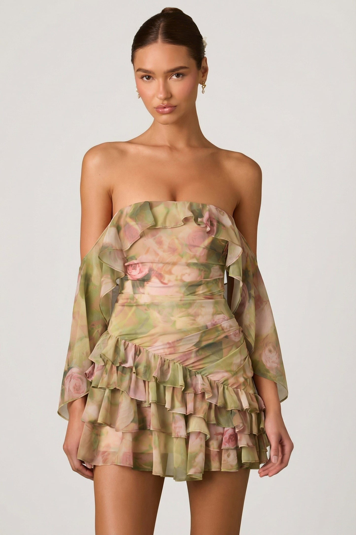 Birdie Off-Shoulder Ruffled Mini Dress Shoulder Ruffled Mini Dress in Floral Multi Print 7
