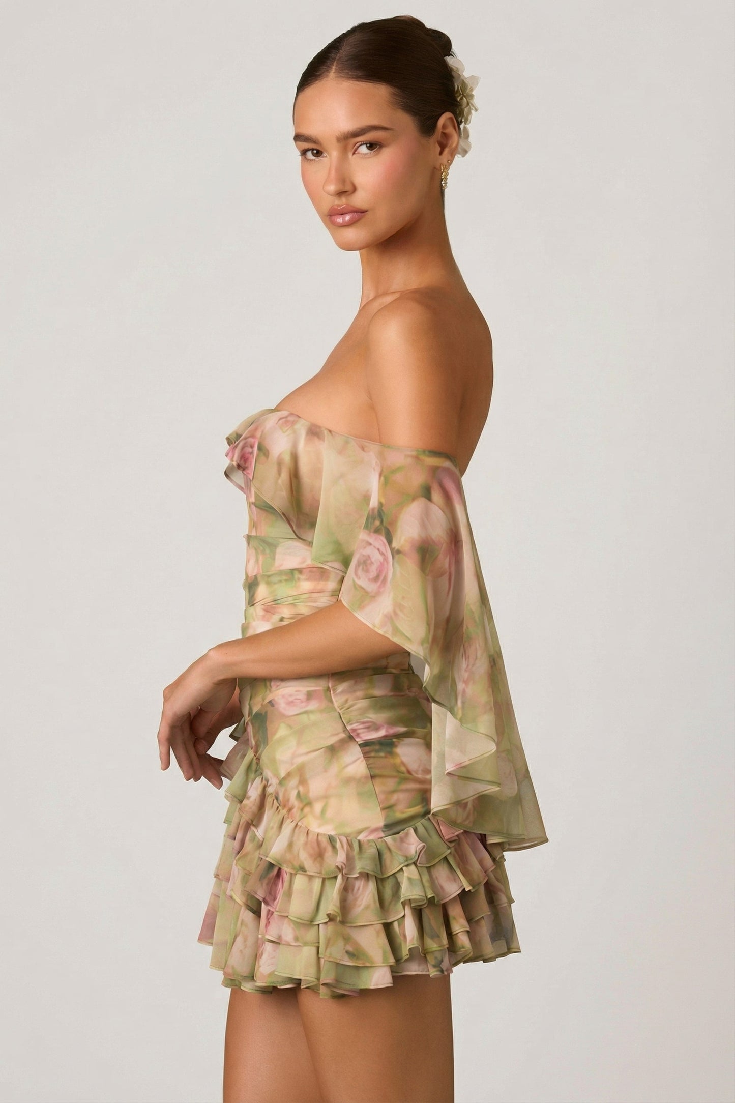Birdie Off-Shoulder Ruffled Mini Dress Shoulder Ruffled Mini Dress in Floral Multi Print 5