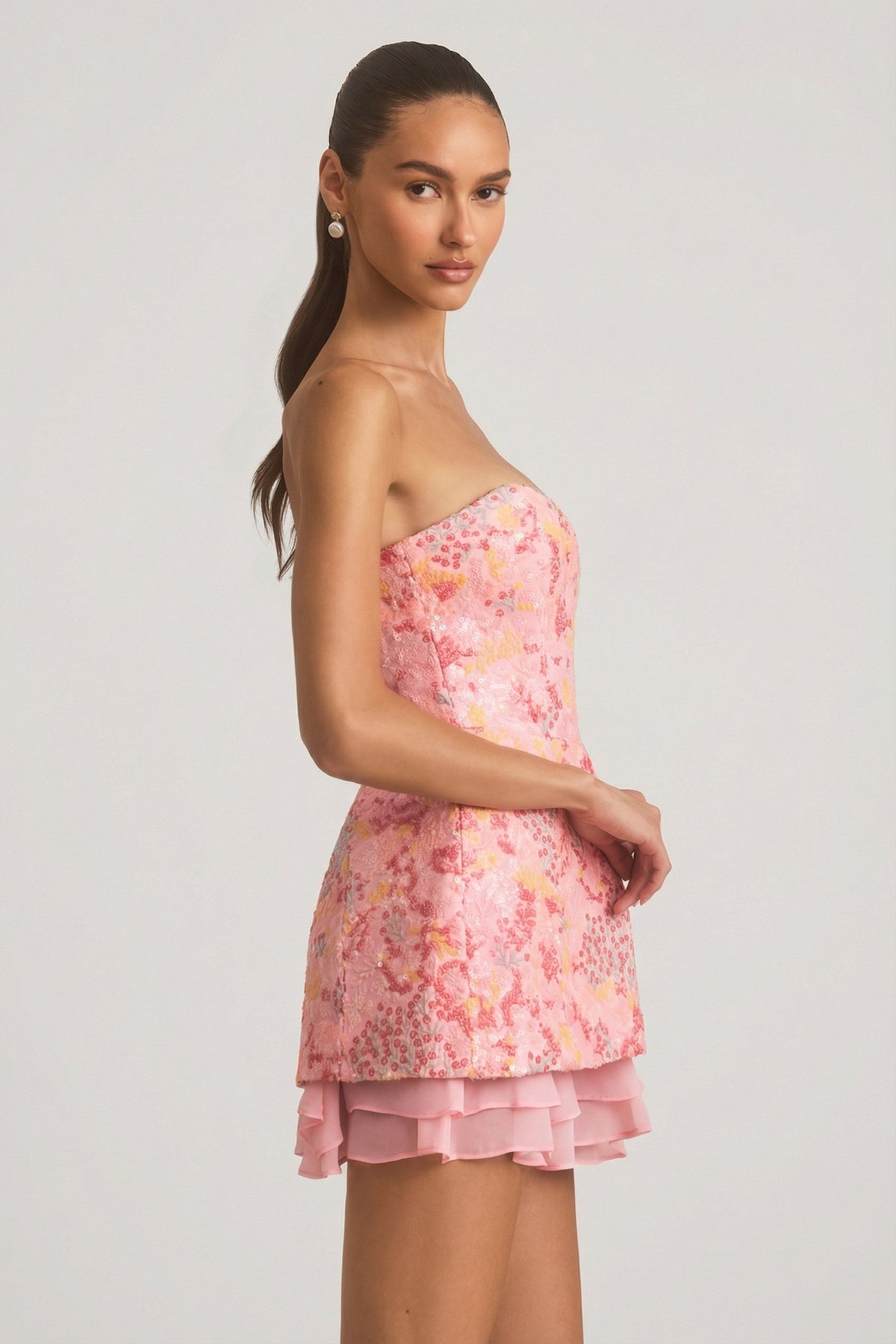 Crystella Embellished Corset Mini Dress Pink 6