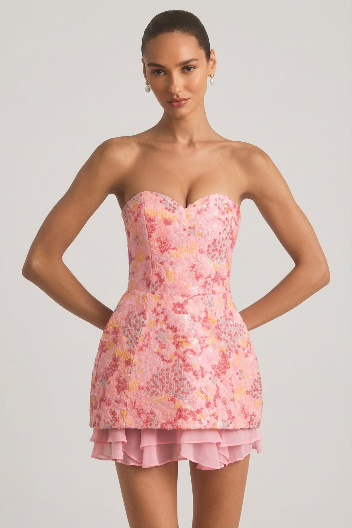 Crystella Embellished Corset Mini Dress Pink 7