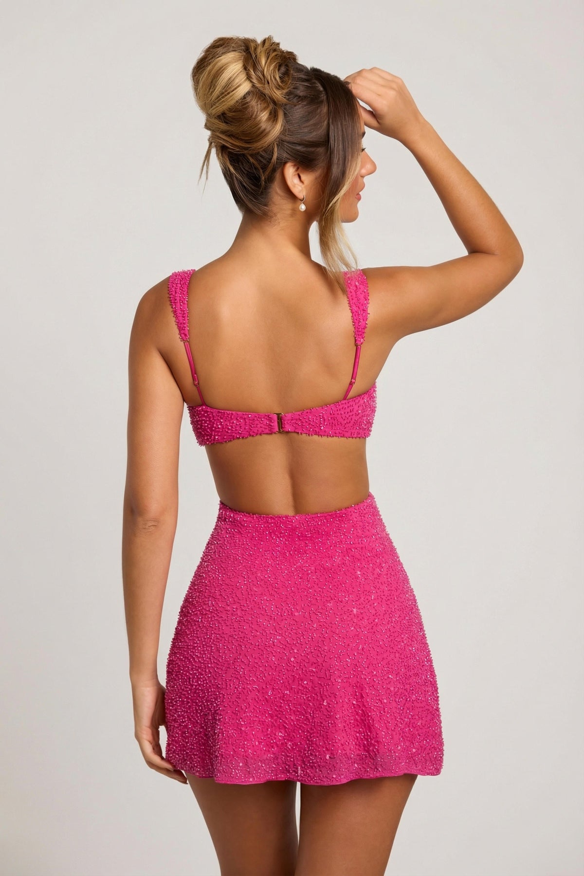 Emilia Embellished Cutout Mini Dress Fuschia 2