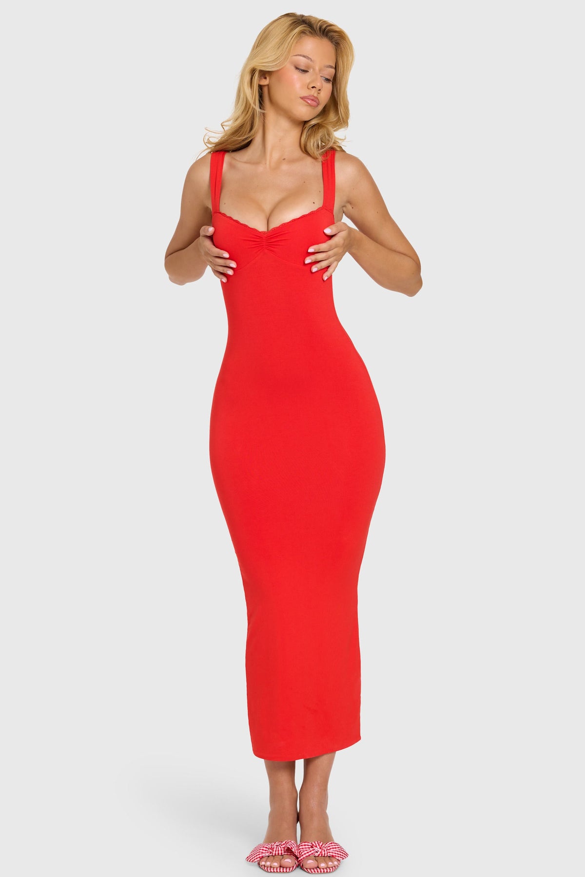 Navi Modal Lace-Trim Midi Dress Ivory 33