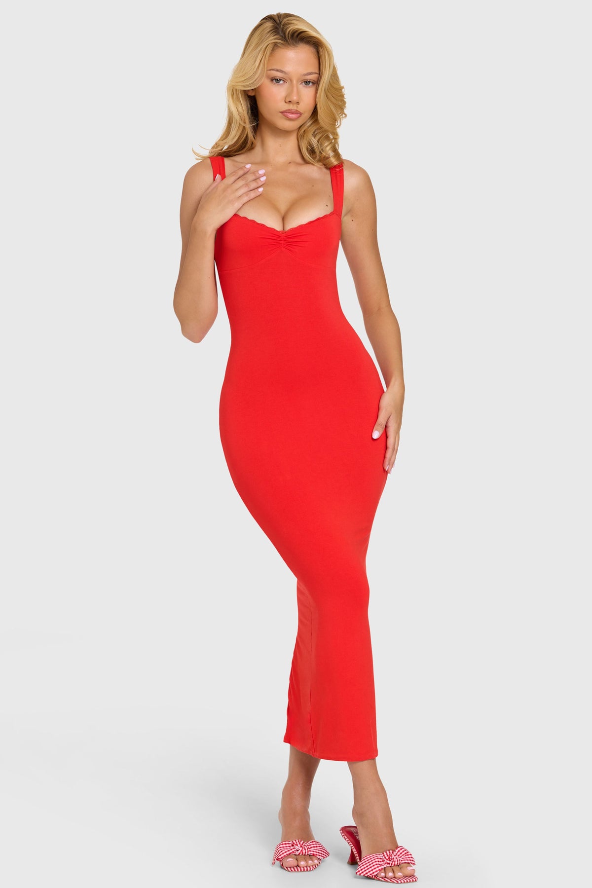 Navi Modal Lace-Trim Midi Dress Ivory 35