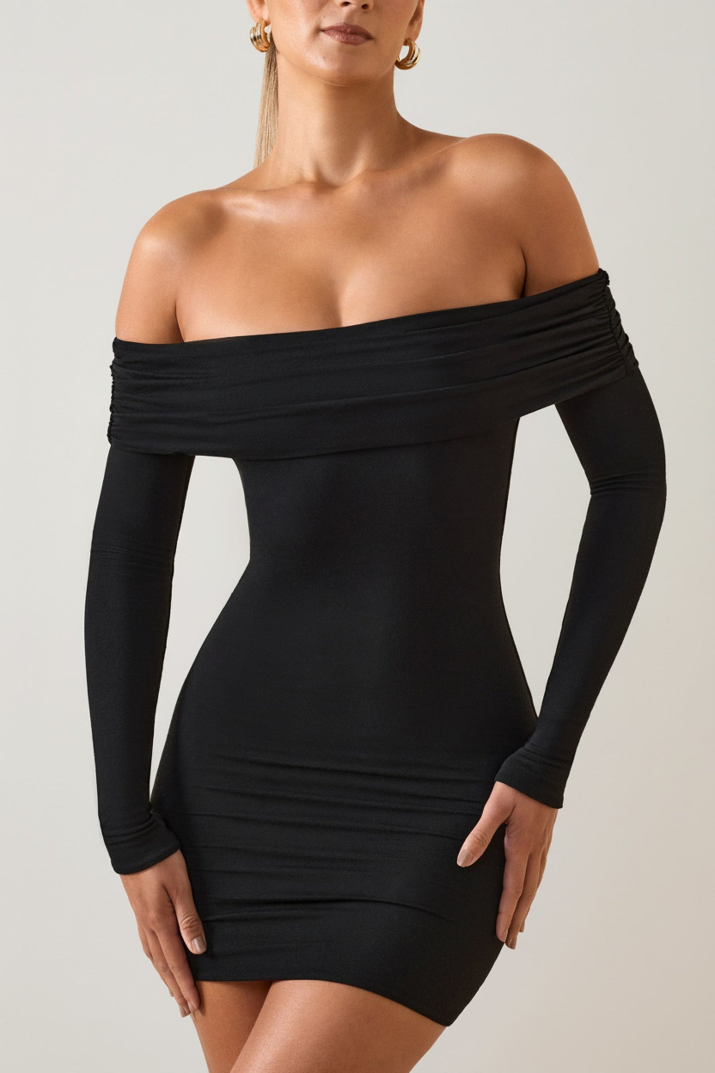 Oriana Modal Off-Shoulder Mini Dress Shoulder Mini Dress in Black 4