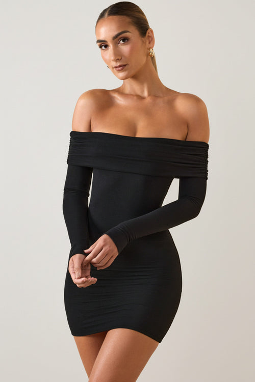 Oriana Modal Off-Shoulder Mini Dress Shoulder Mini Dress in Black 1