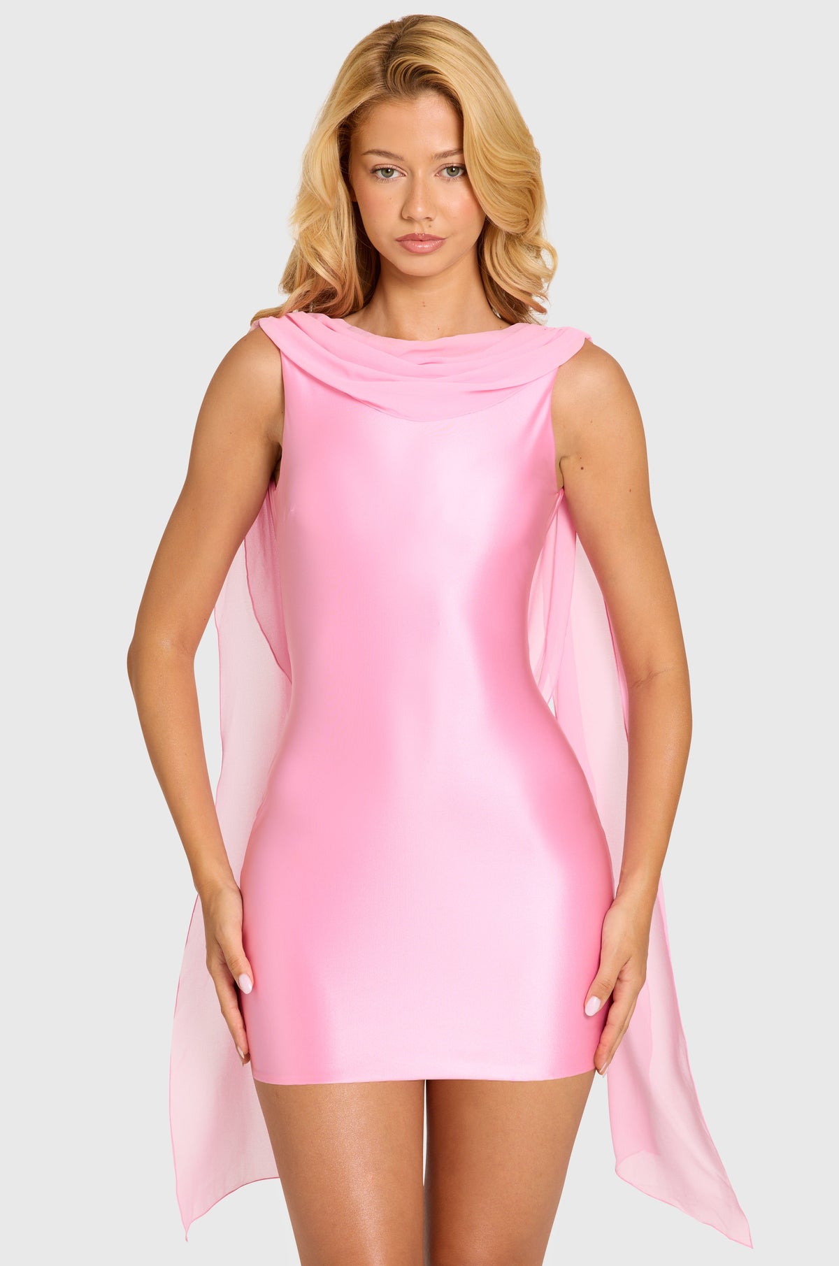 Nola Satin Draped Mini Dress Blossom 1