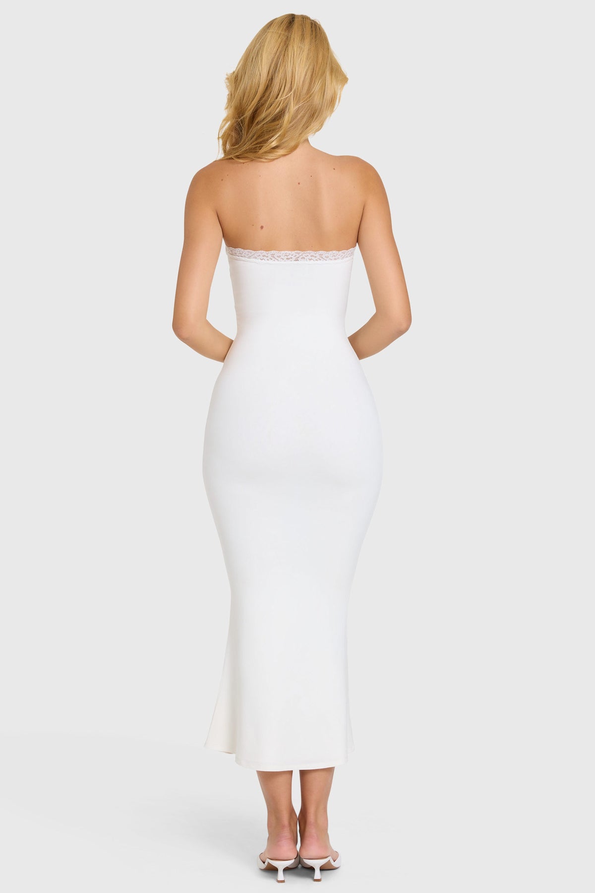 Navi Modal Lace-Trim Midi Dress Ivory 19