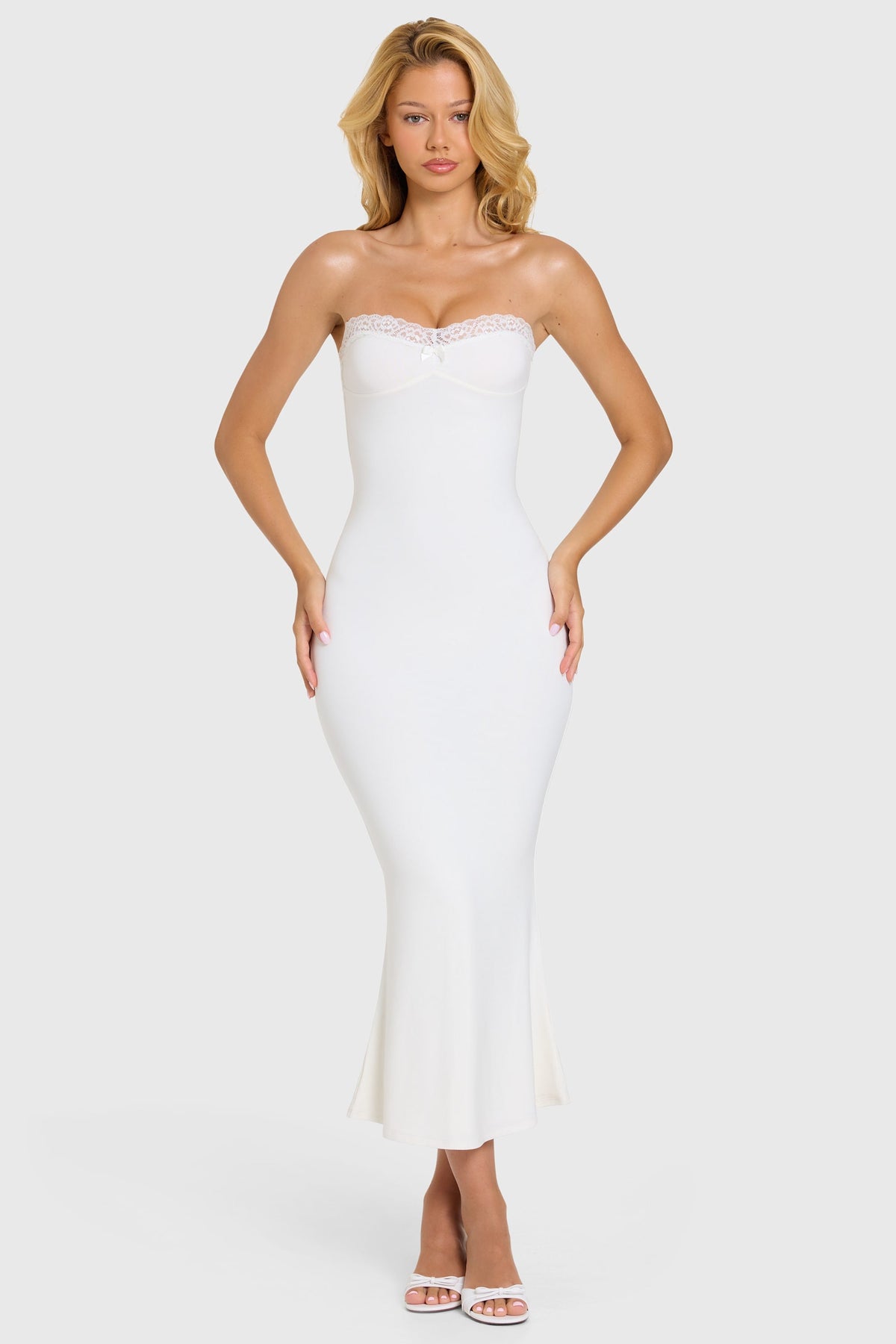 Navi Modal Lace-Trim Midi Dress Ivory 21