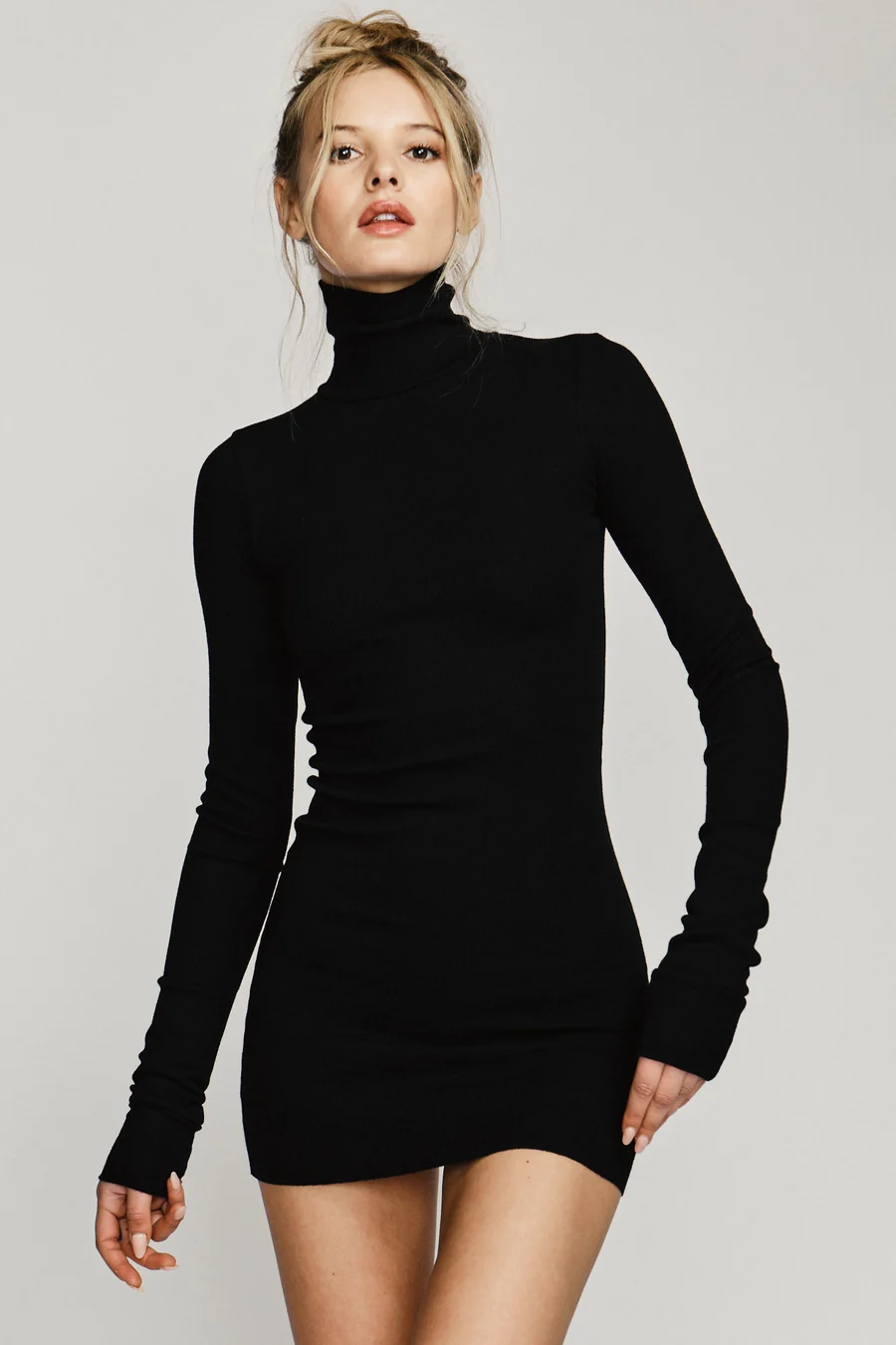 Minerva Turtleneck Mini Dress in Black Black 8