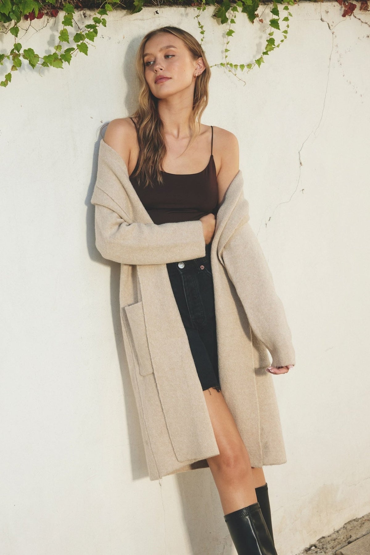 Margot Beige Open-Front Cardigan Beige 7