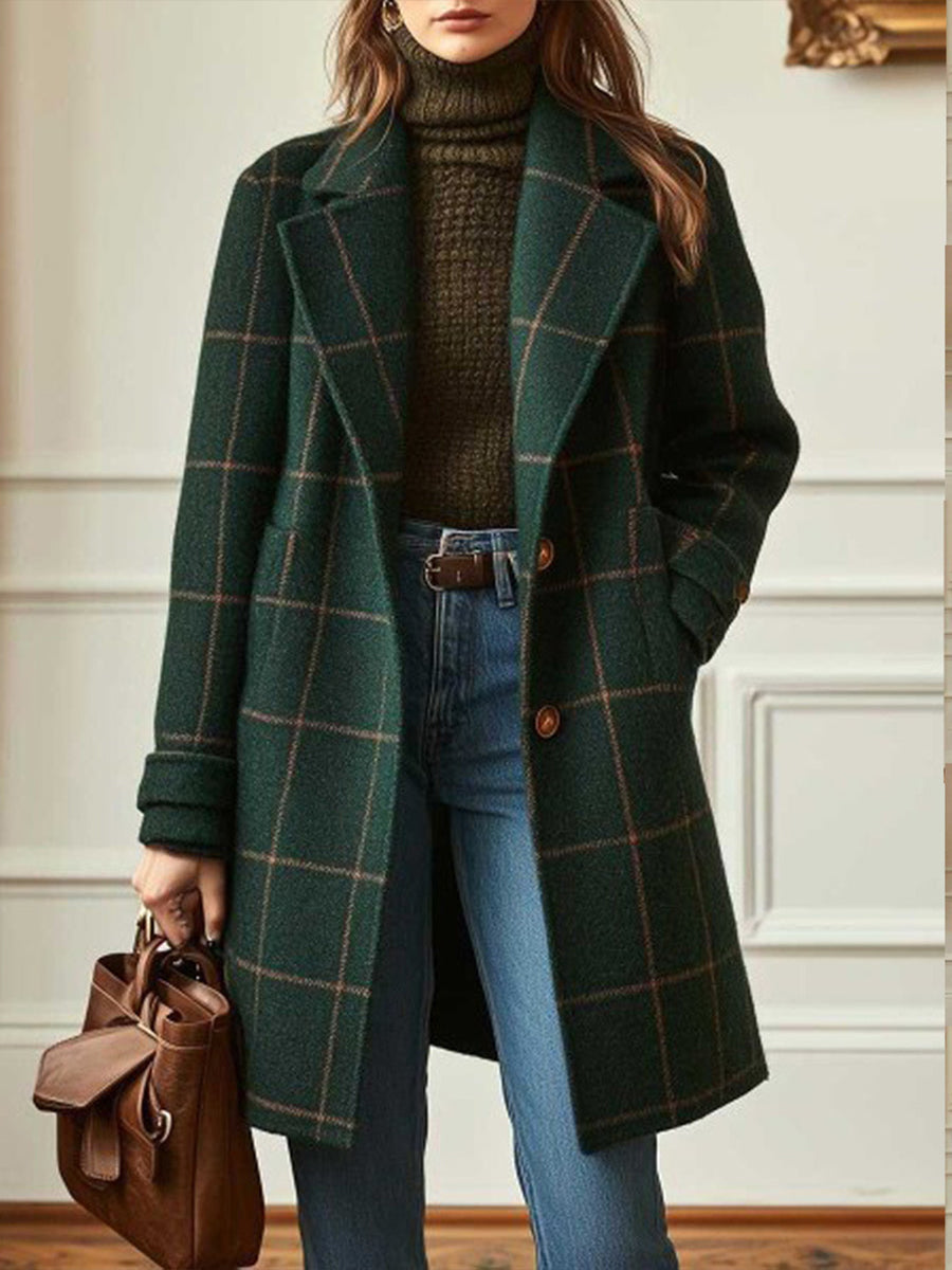 Margot Wool-Blend Plaid Coat Black 3
