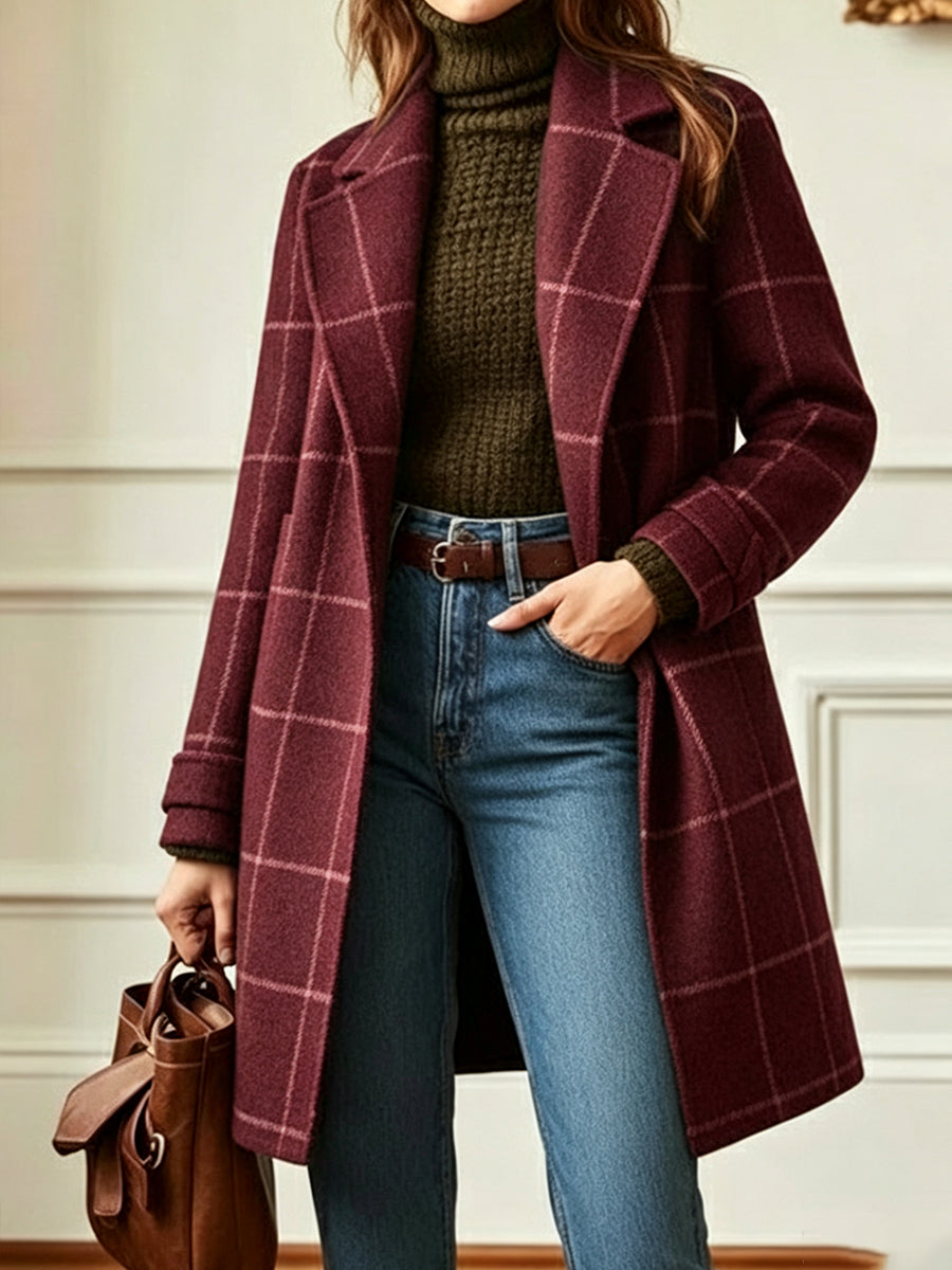 Margot Wool-Blend Plaid Coat Grey 6