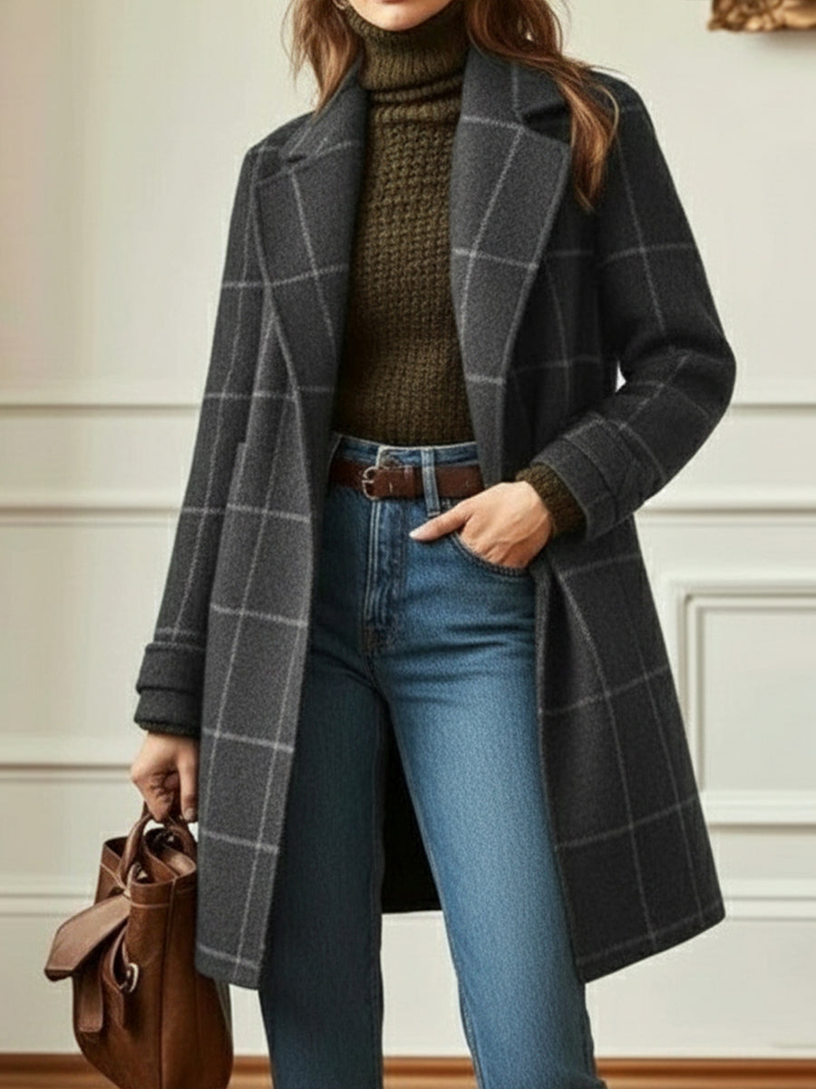 Margot Wool-Blend Plaid Coat Green 2