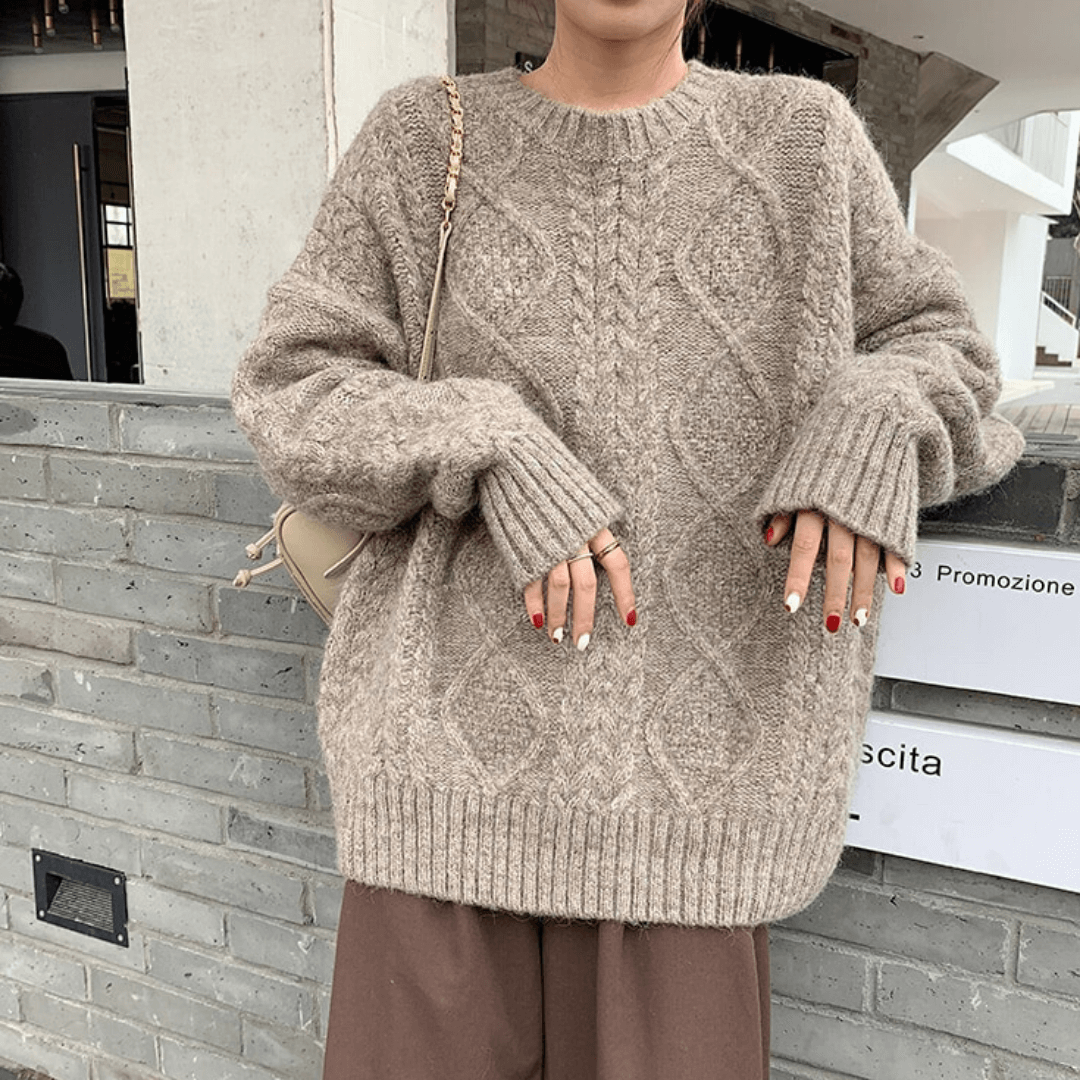 Margot Cable Knit Sweater light grey 1