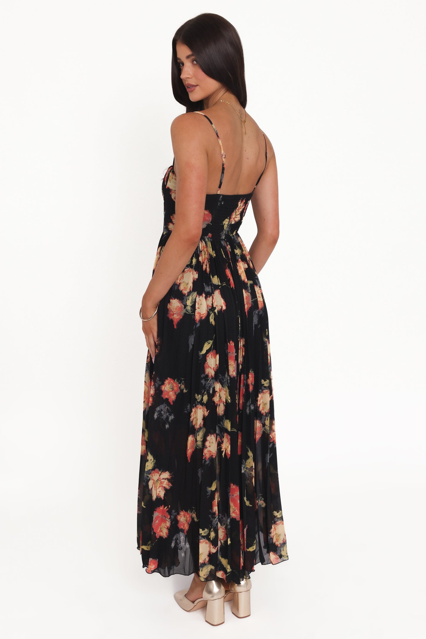 Achanti Pleated Maxi Dress in Pink Multi Black Multi 5