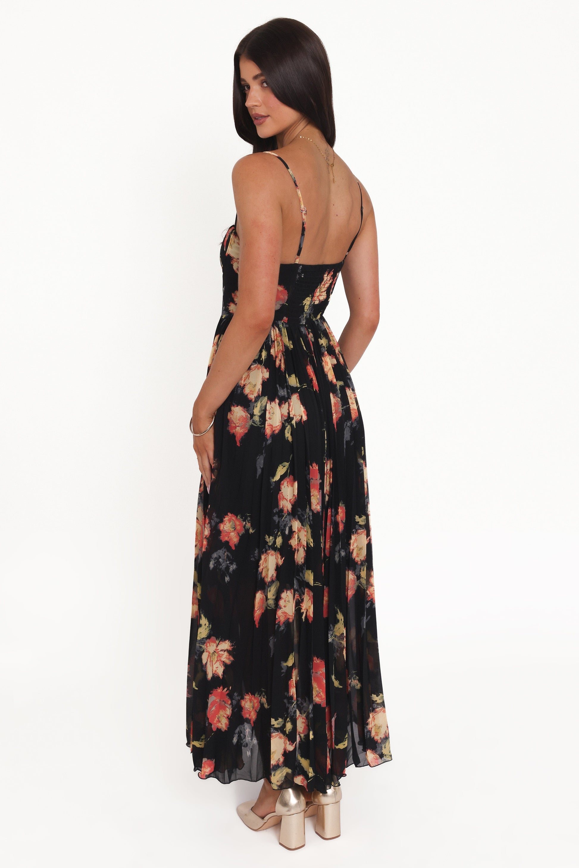 Achanti Pleated Maxi Dress in Pink Multi Black Multi 5