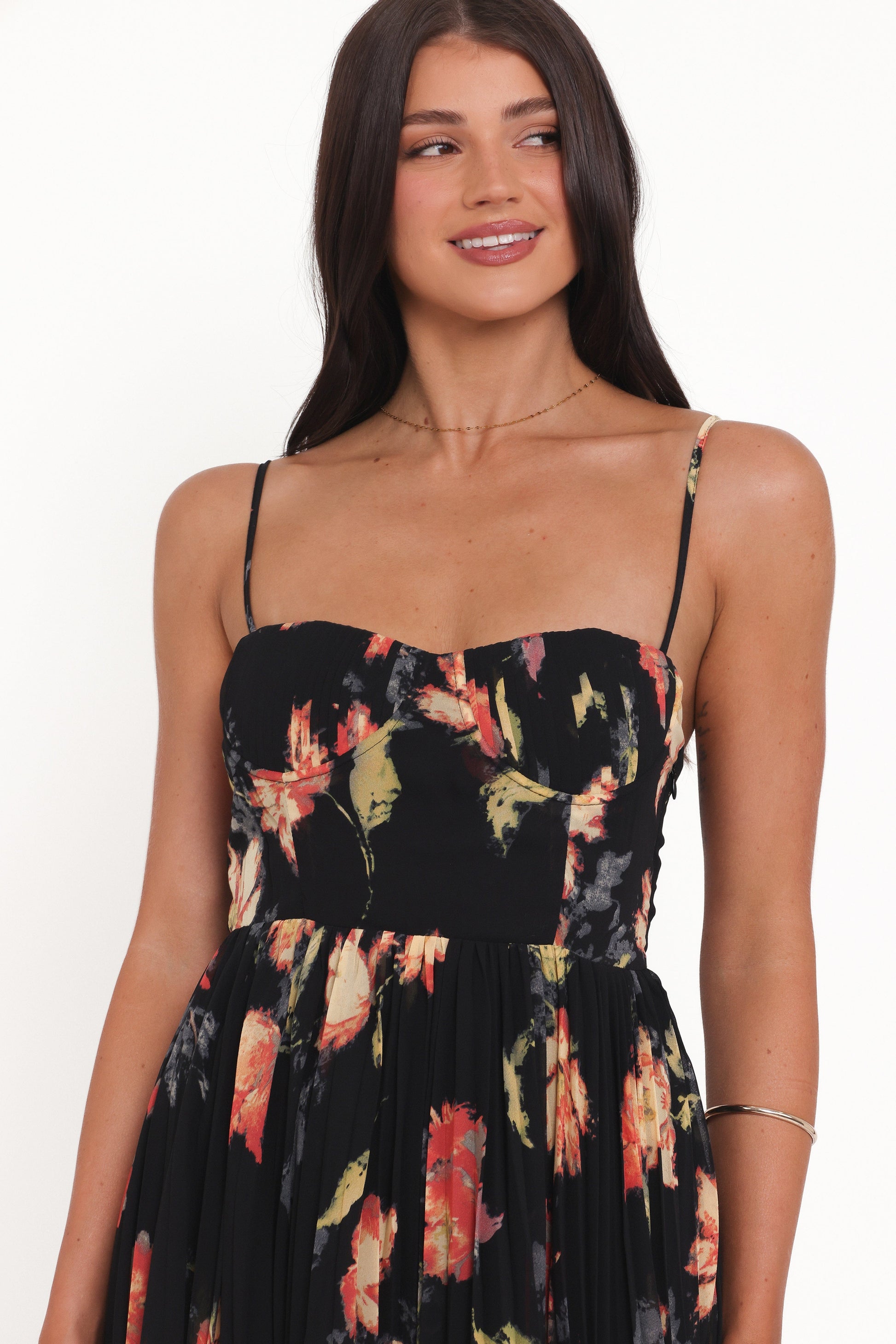 Achanti Pleated Maxi Dress in Pink Multi Black Multi 3