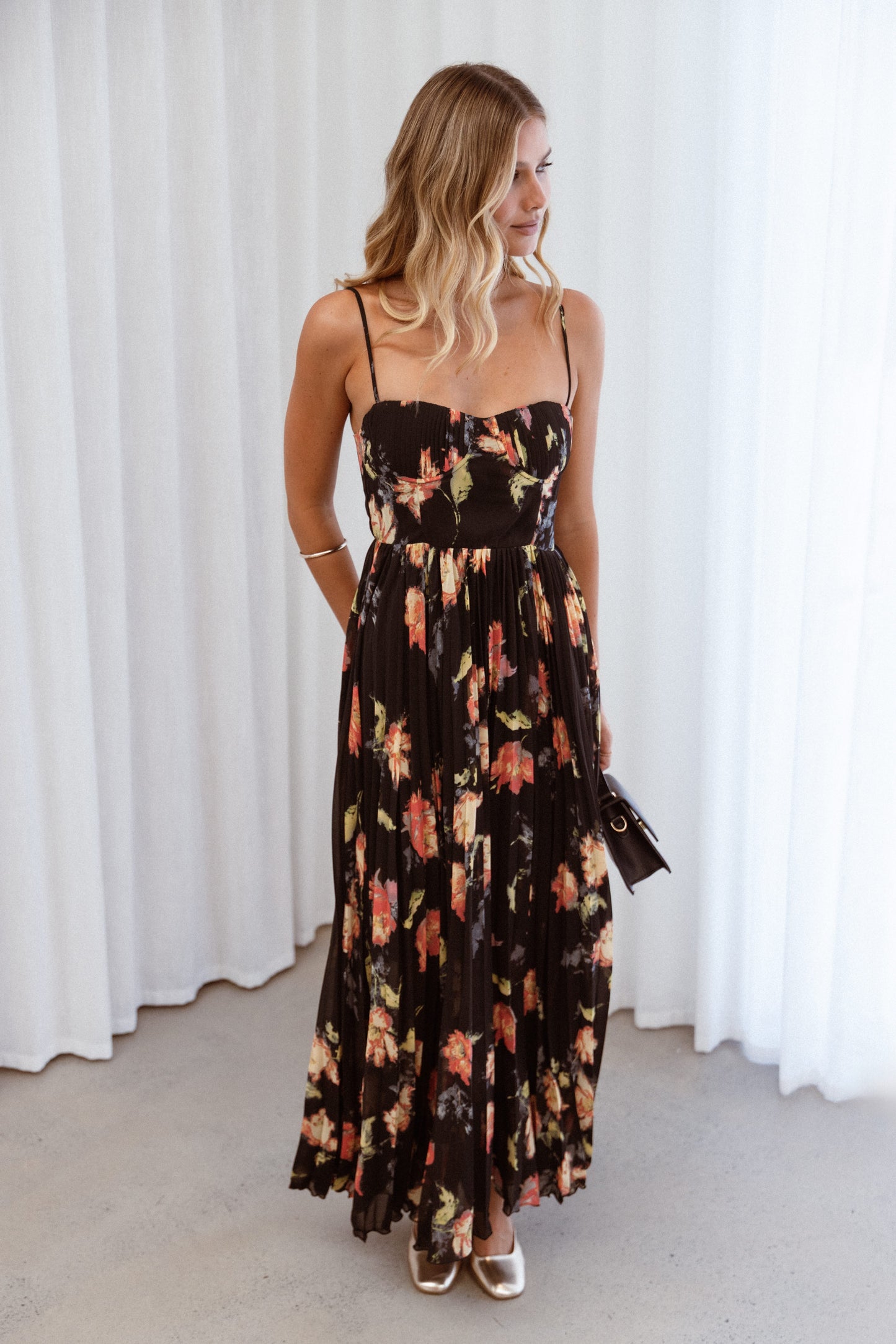 Achanti Pleated Maxi Dress in Pink Azalea Pink Azalea 25