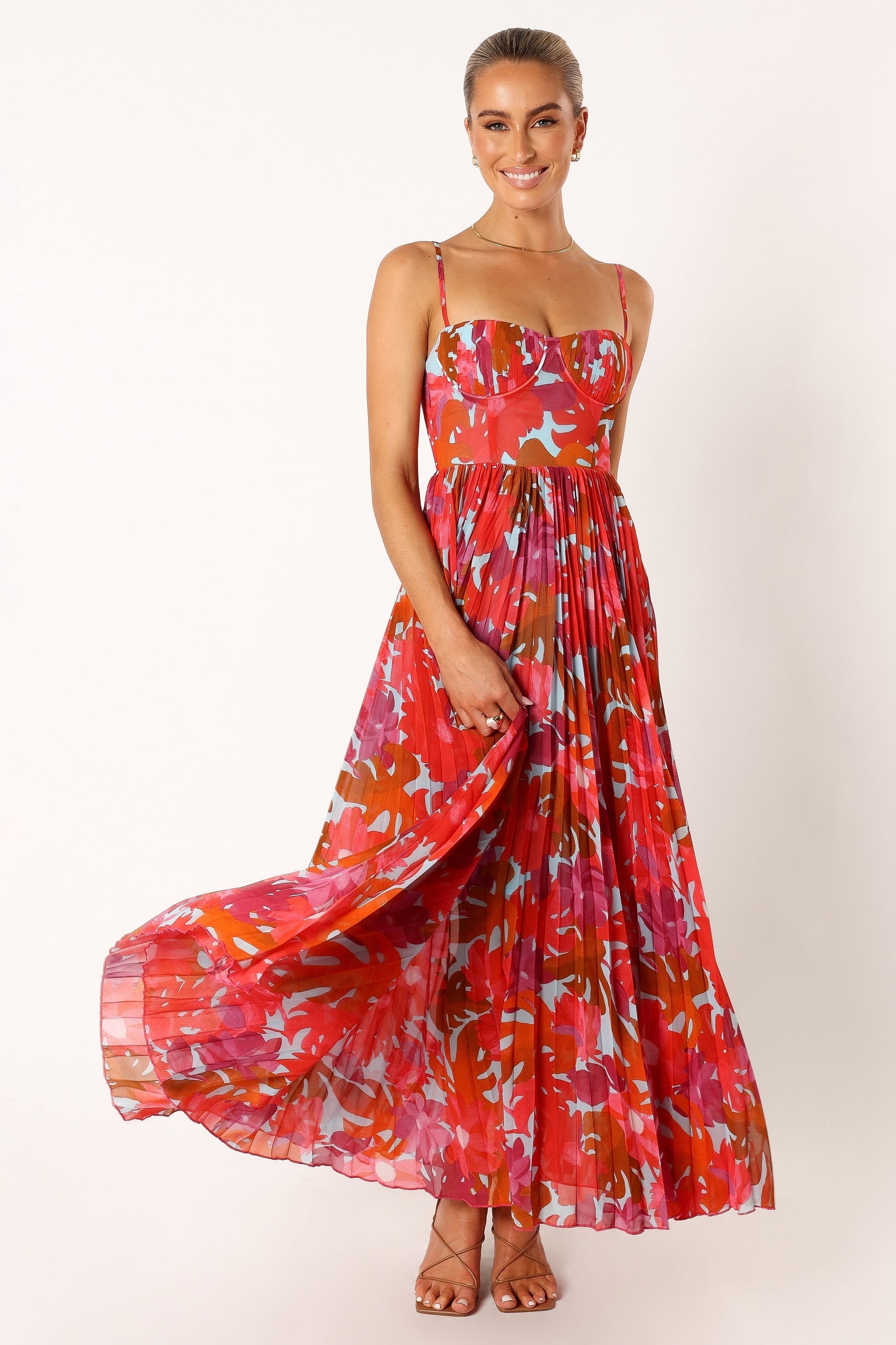 Achanti Pleated Maxi Dress in Pink Azalea Pink Azalea 2