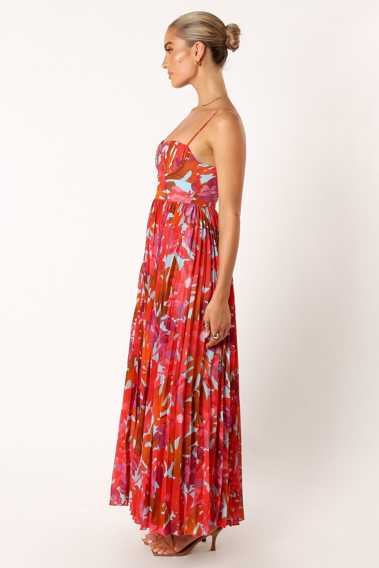 Achanti Pleated Maxi Dress in Pink Multi Pink Azalea 3