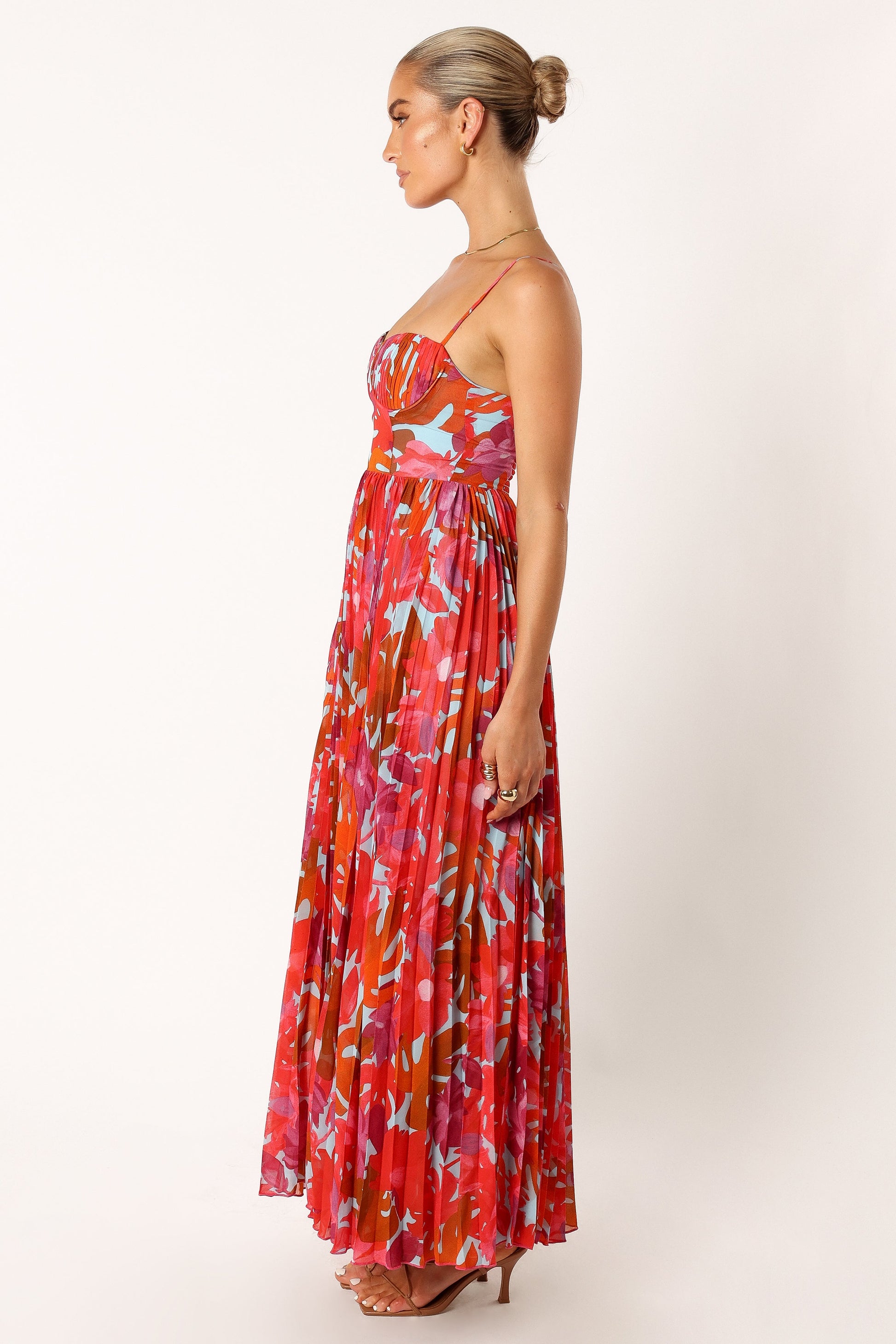 Achanti Pleated Maxi Dress in Pink Multi Pink Azalea 3