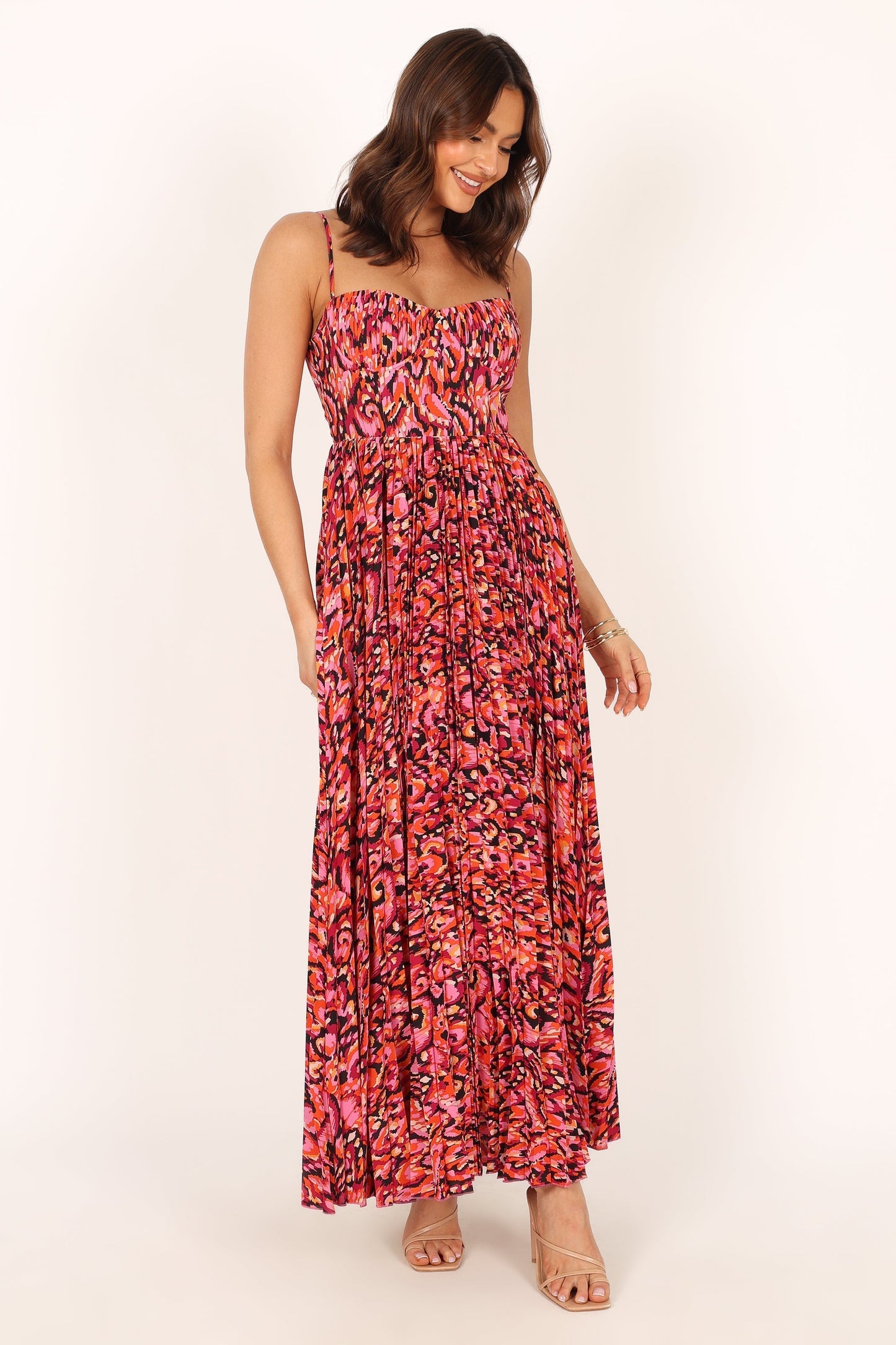 Achanti Pleated Maxi Dress in Pink Multi Pink Multi 8