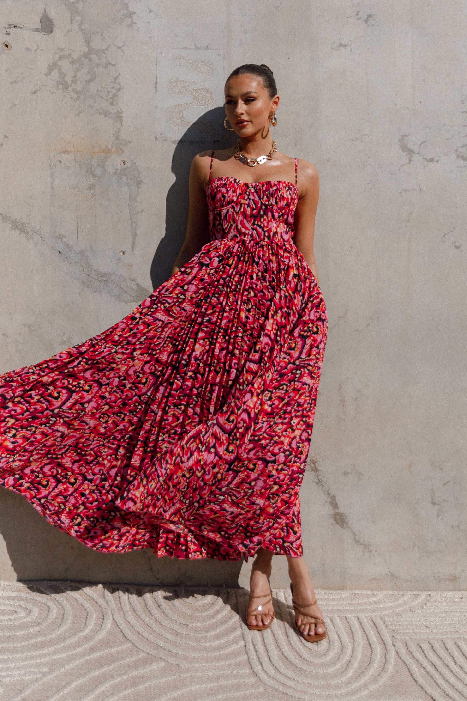 Achanti Pleated Maxi Dress in Pink Multi Pink Multi 3