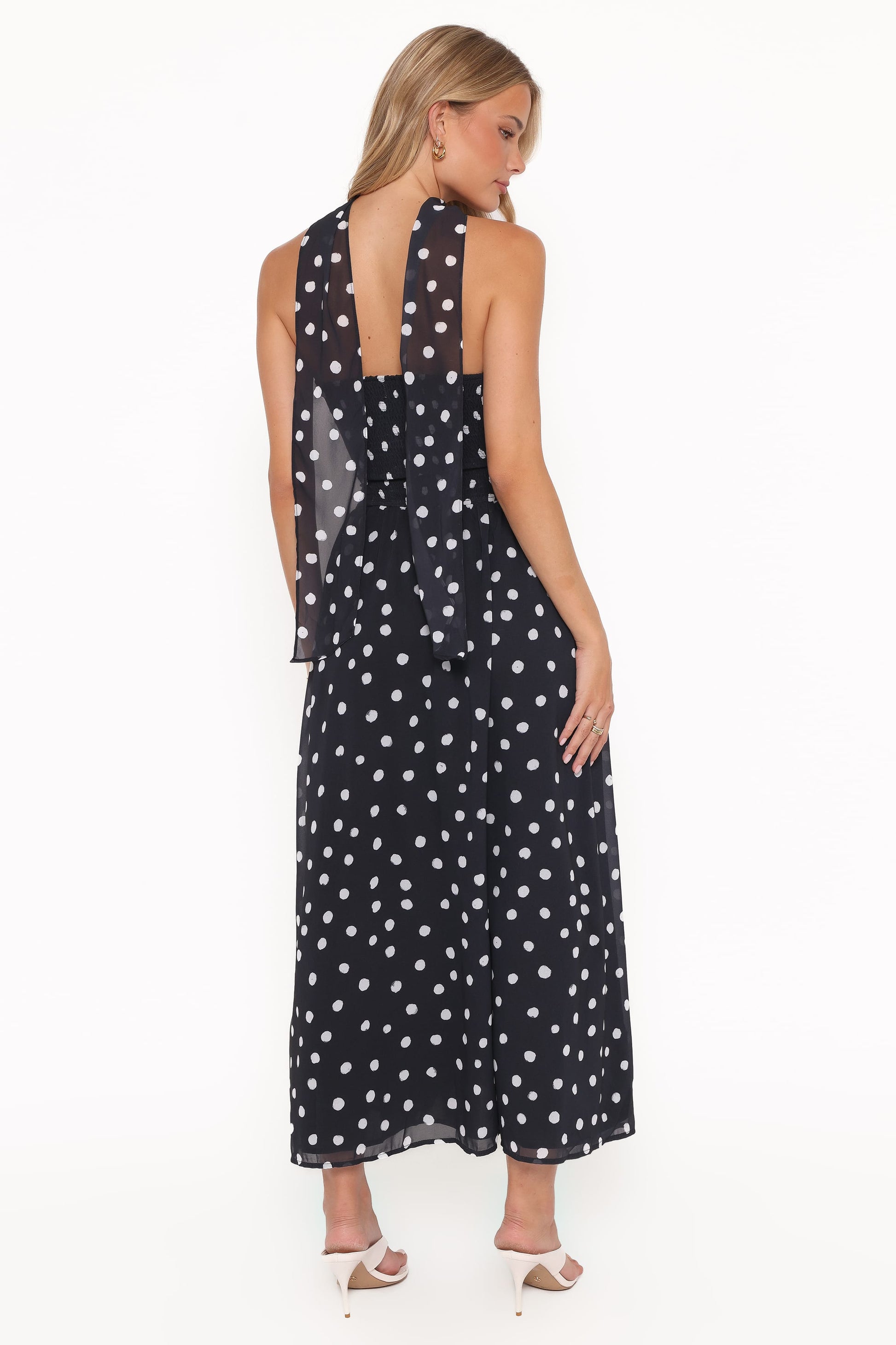 Charlotte Strapless Maxi Dress Black Polka Dot 4