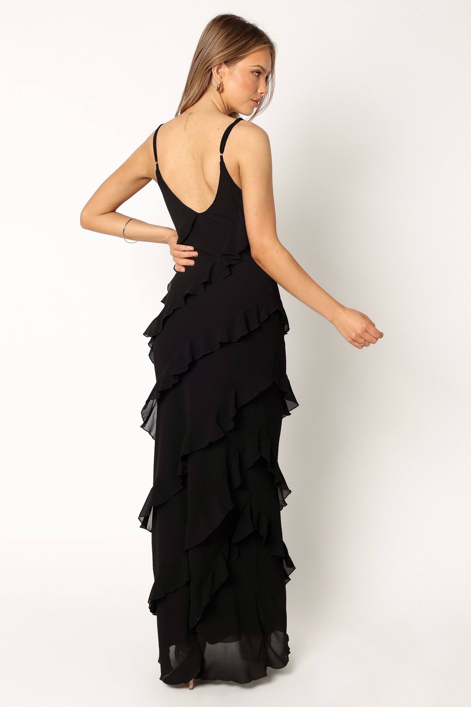 Ciao Ruffle Maxi Dress in Cerulean Black 3
