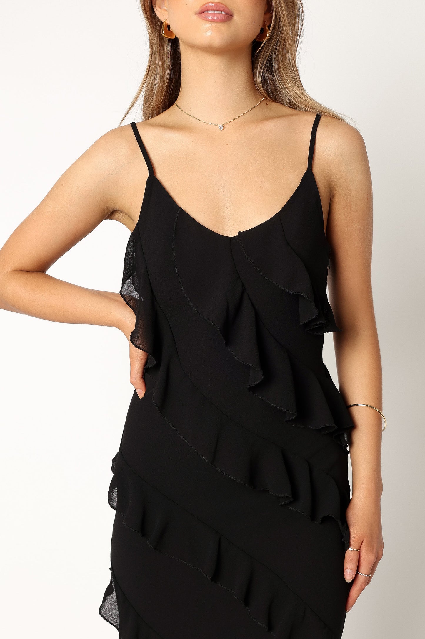 Ciao Ruffle Maxi Dress in Cerulean Black 5