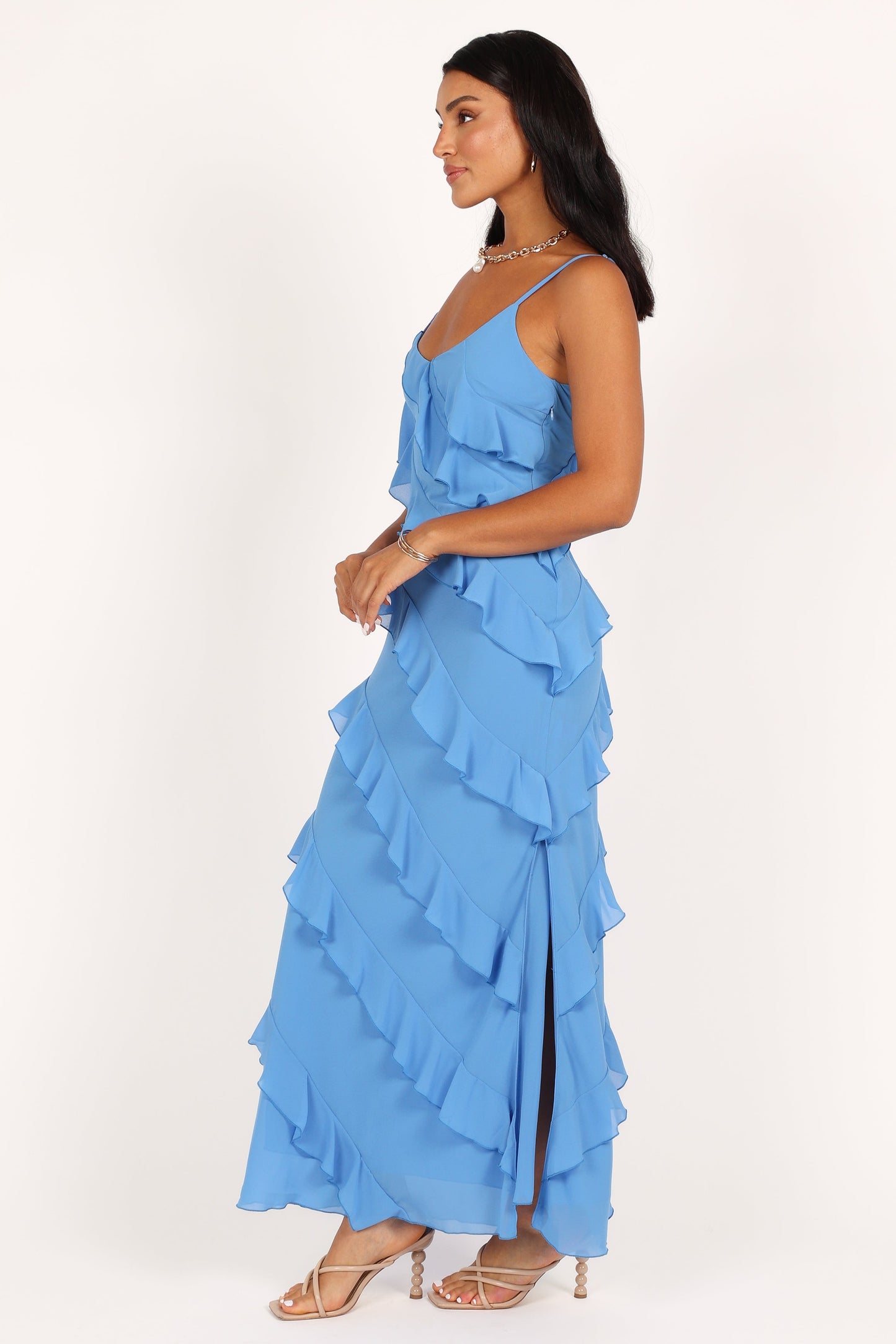Ciao Ruffle Maxi Dress in Cerulean Blue 5