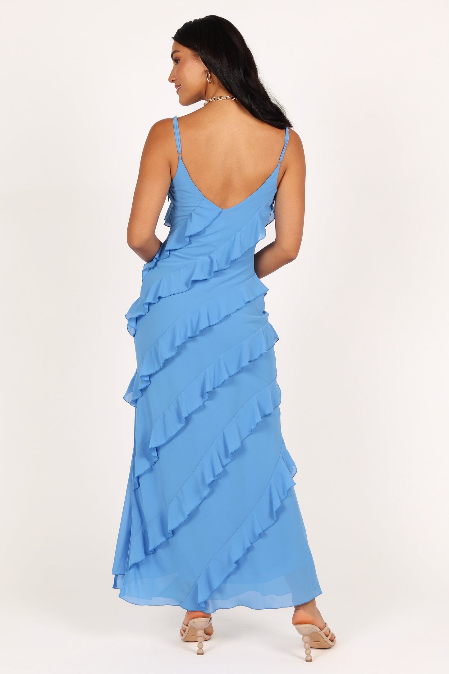 Ciao Ruffle Maxi Dress in Cerulean Blue 6
