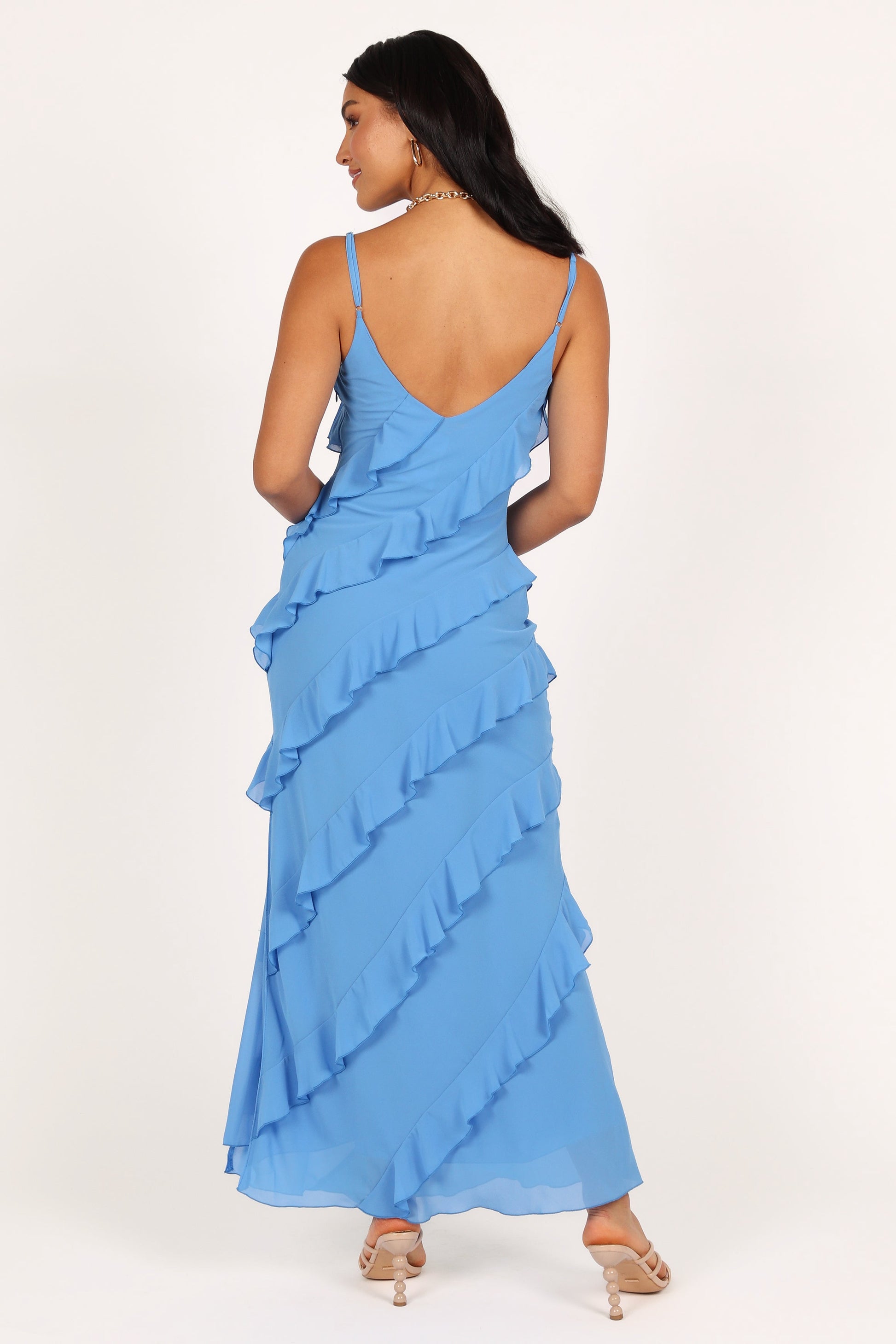 Ciao Ruffle Maxi Dress in Cerulean Blue 6