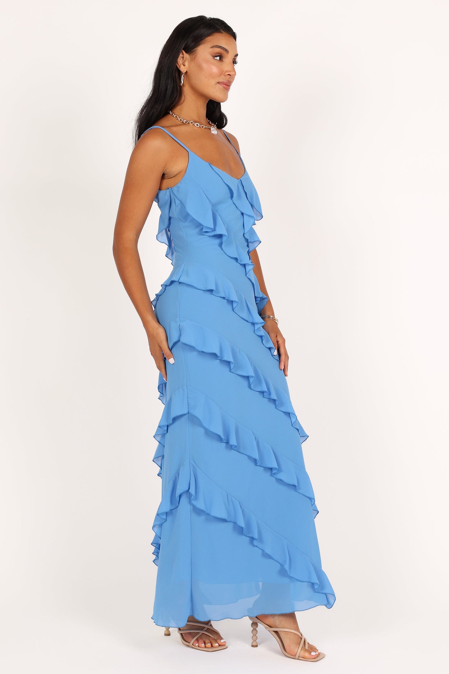 Ciao Ruffle Maxi Dress in Cerulean Blue 7