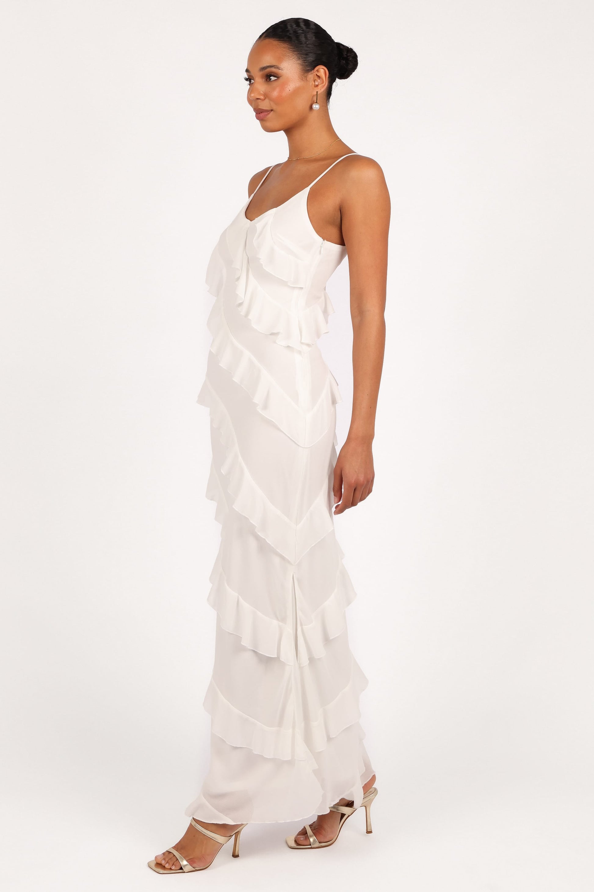 Ciao Ruffle Maxi Dress in Cerulean Cloud White 4
