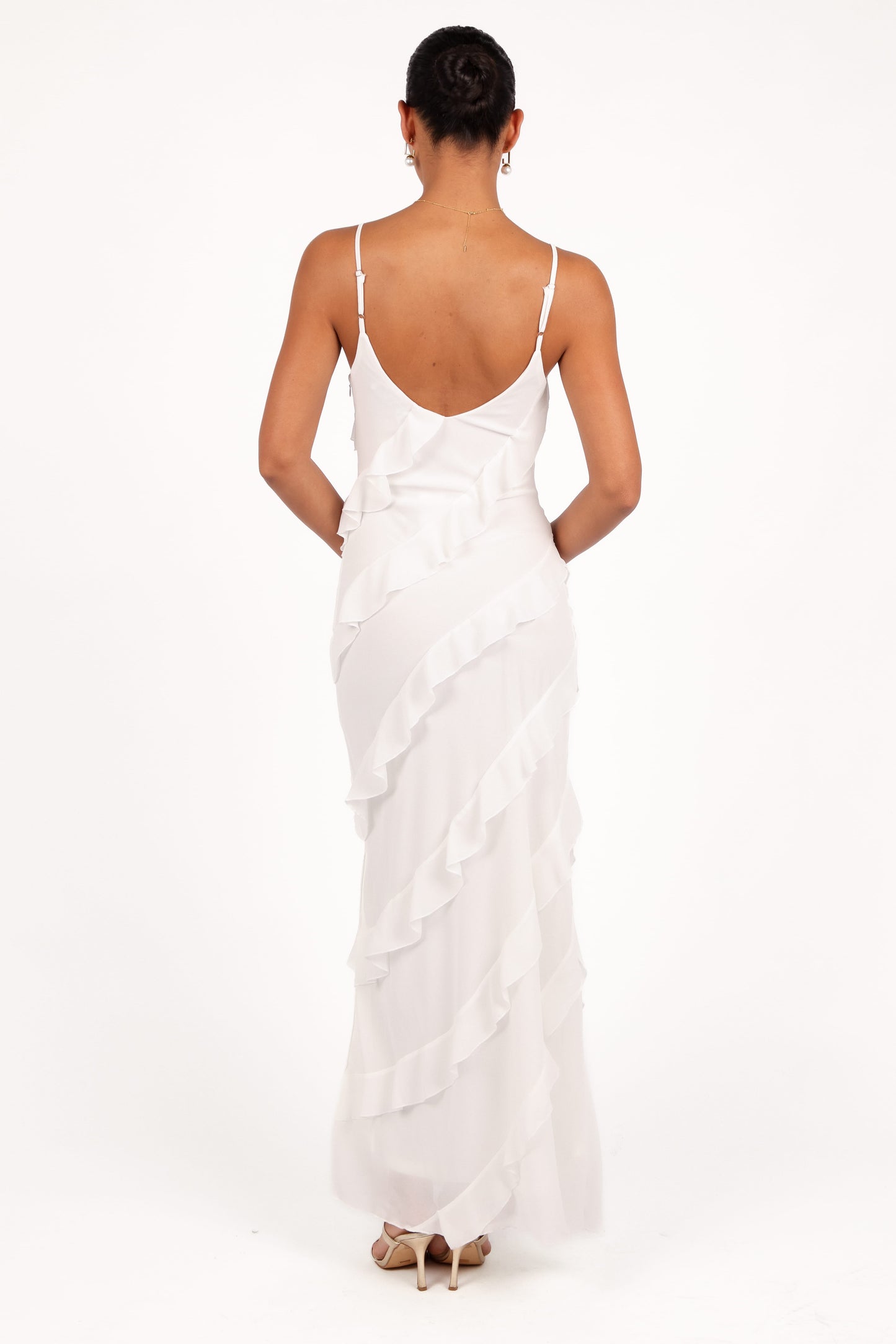 Ciao Ruffle Maxi Dress in Cerulean Cloud White 5