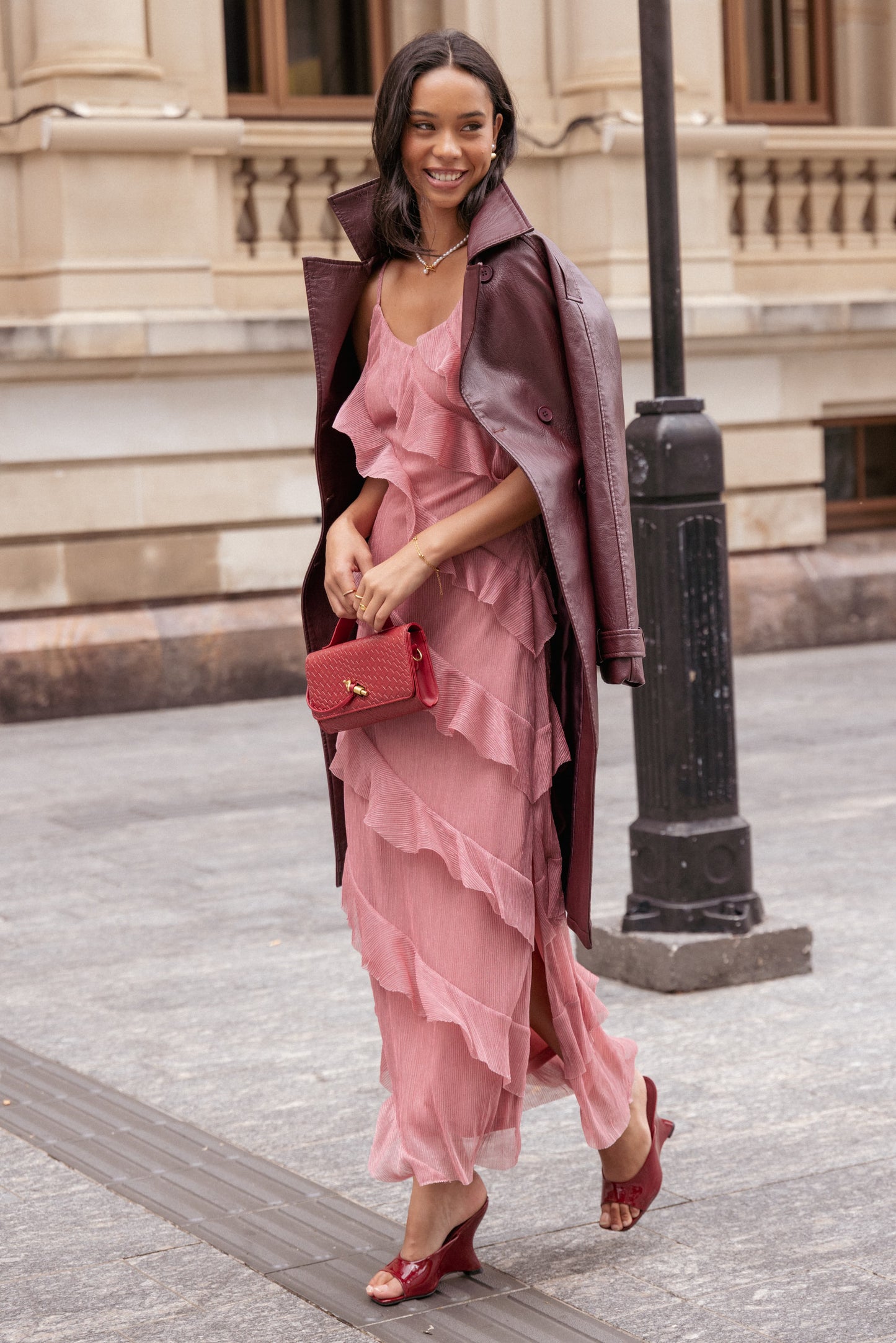 Ciao Ruffle Maxi Dress in Cerulean Pink 8