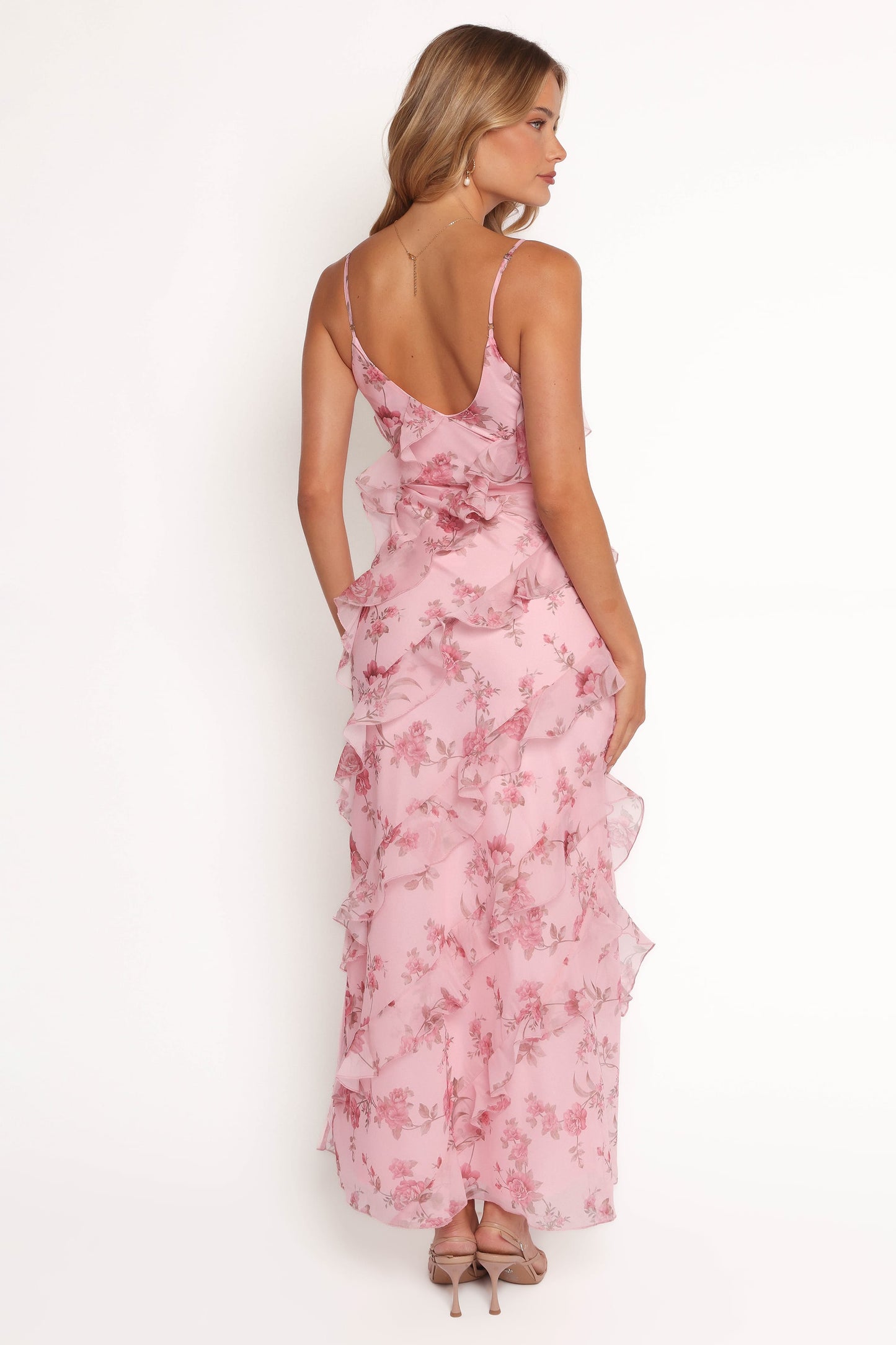 Ciao Ruffle Maxi Dress in Cerulean Pink Floral 5