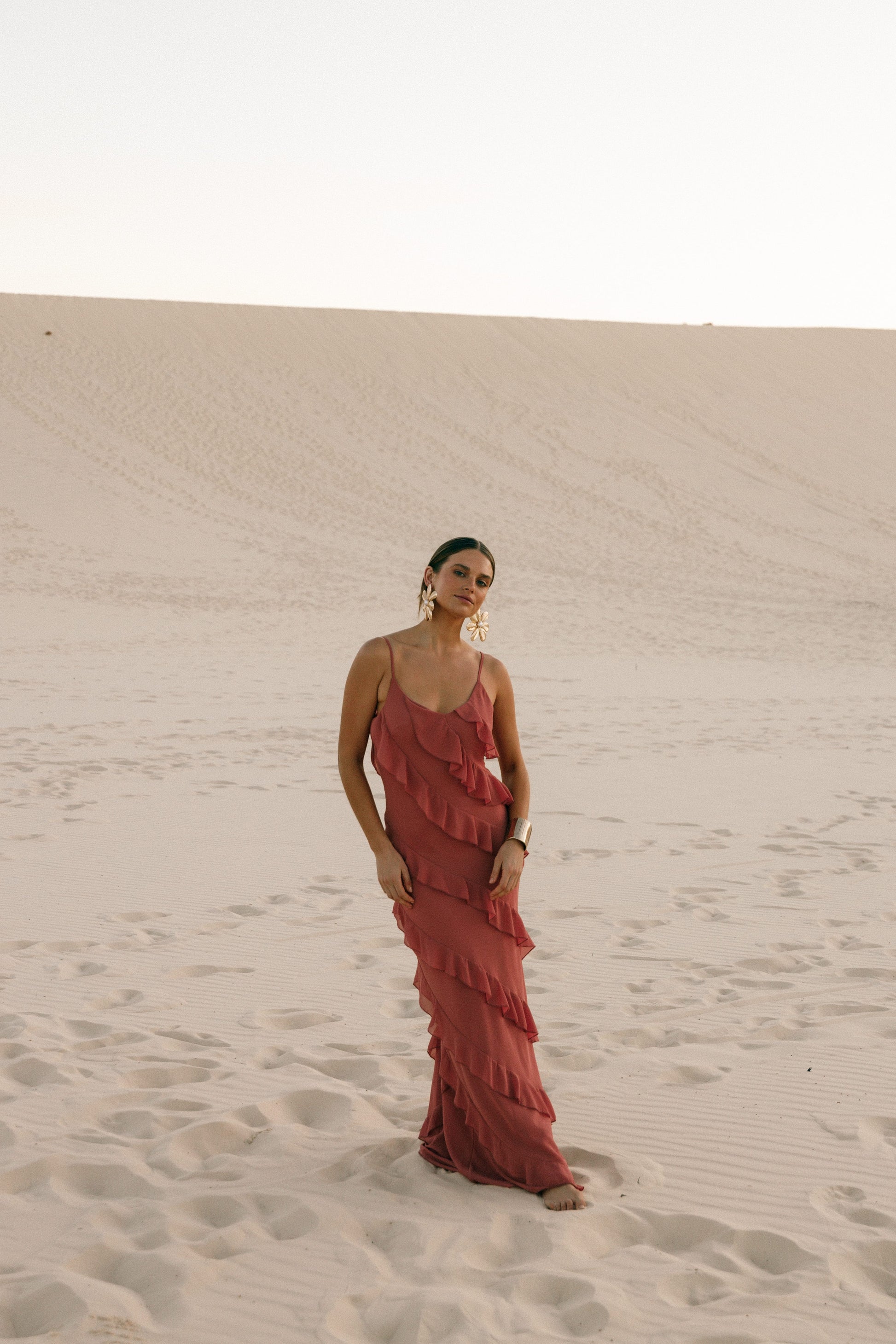 Ciao Ruffle Maxi Dress in Cerulean Rosewood 3