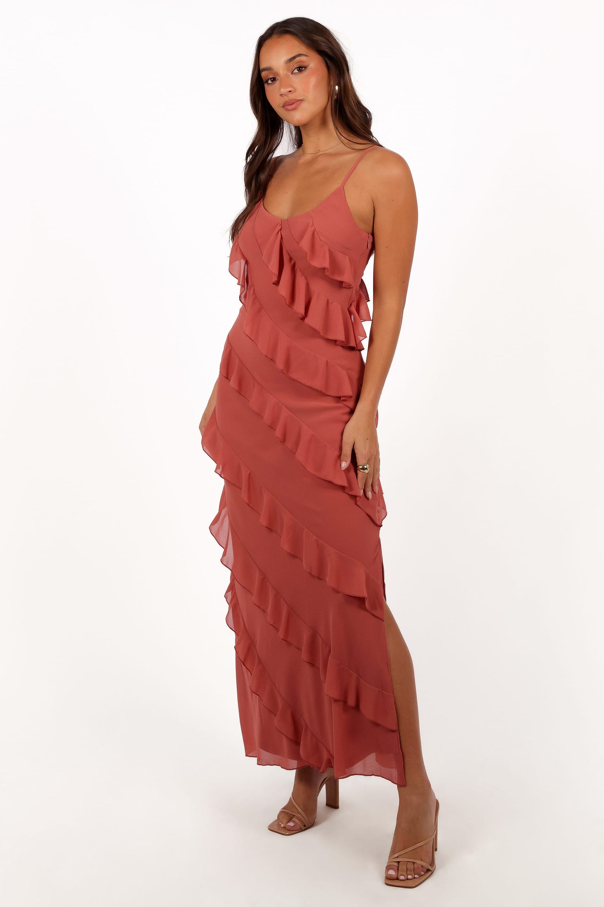 Ciao Ruffle Maxi Dress in Cerulean Rosewood 4