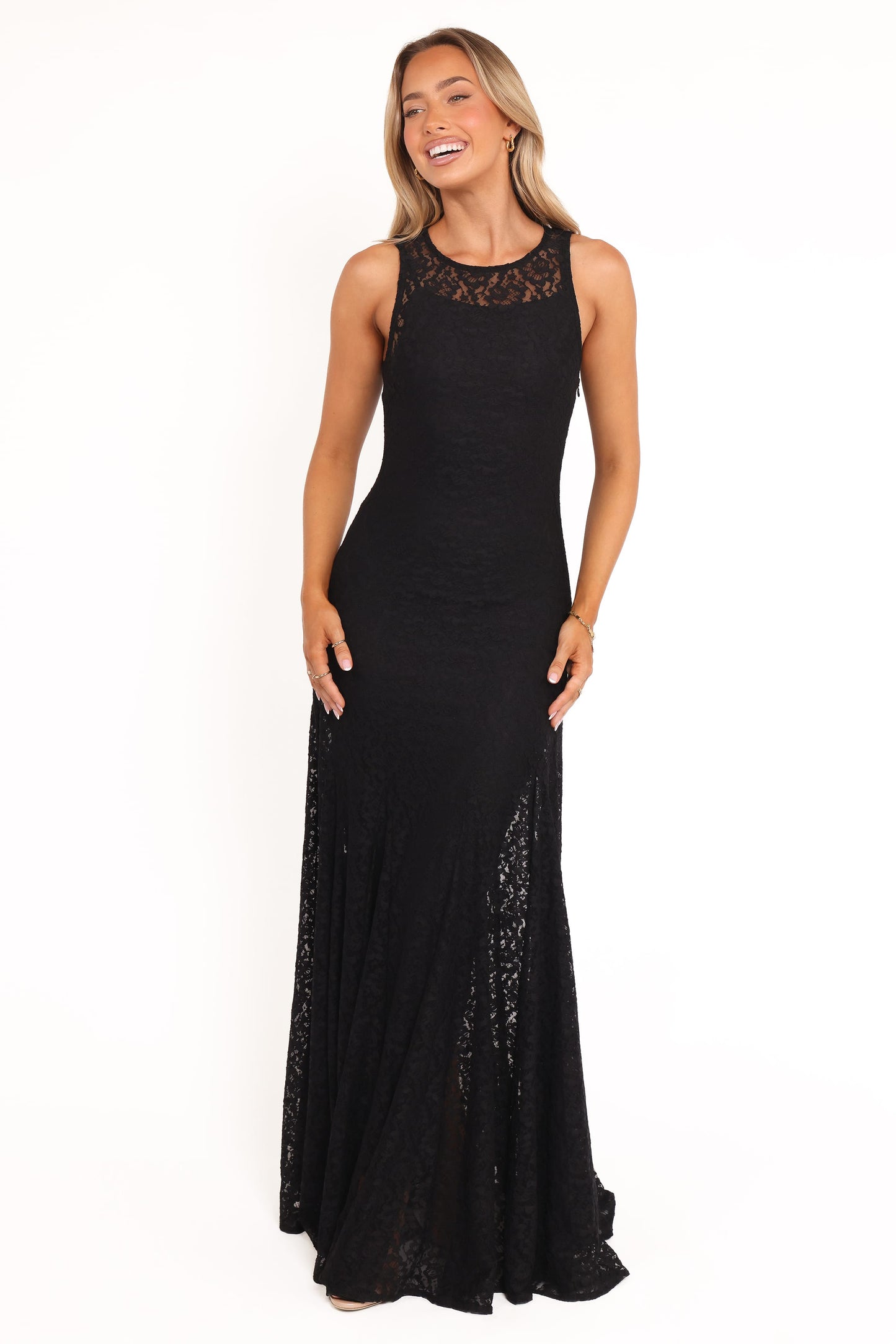 Keani Peony Maxi Dress Black Lace 2