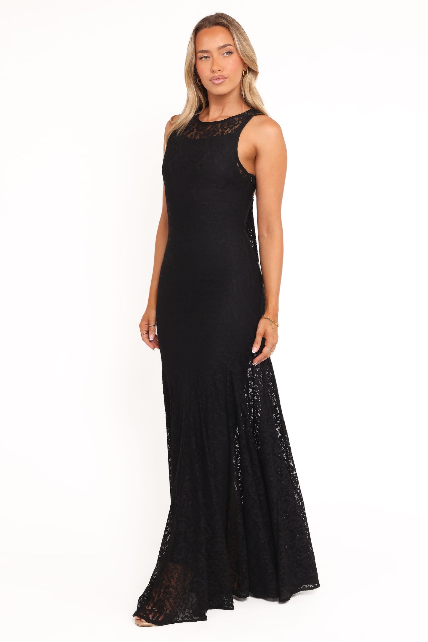 Keani Peony Maxi Dress Black Lace 4