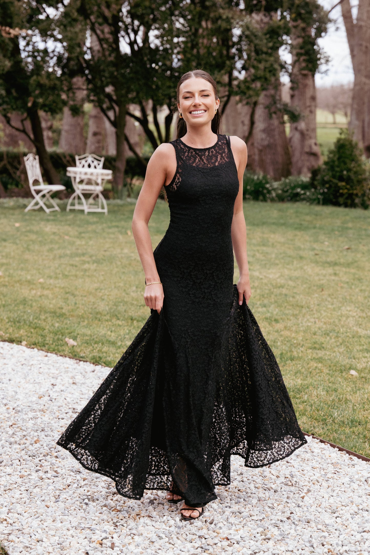 Keani Peony Maxi Dress Black Lace 1