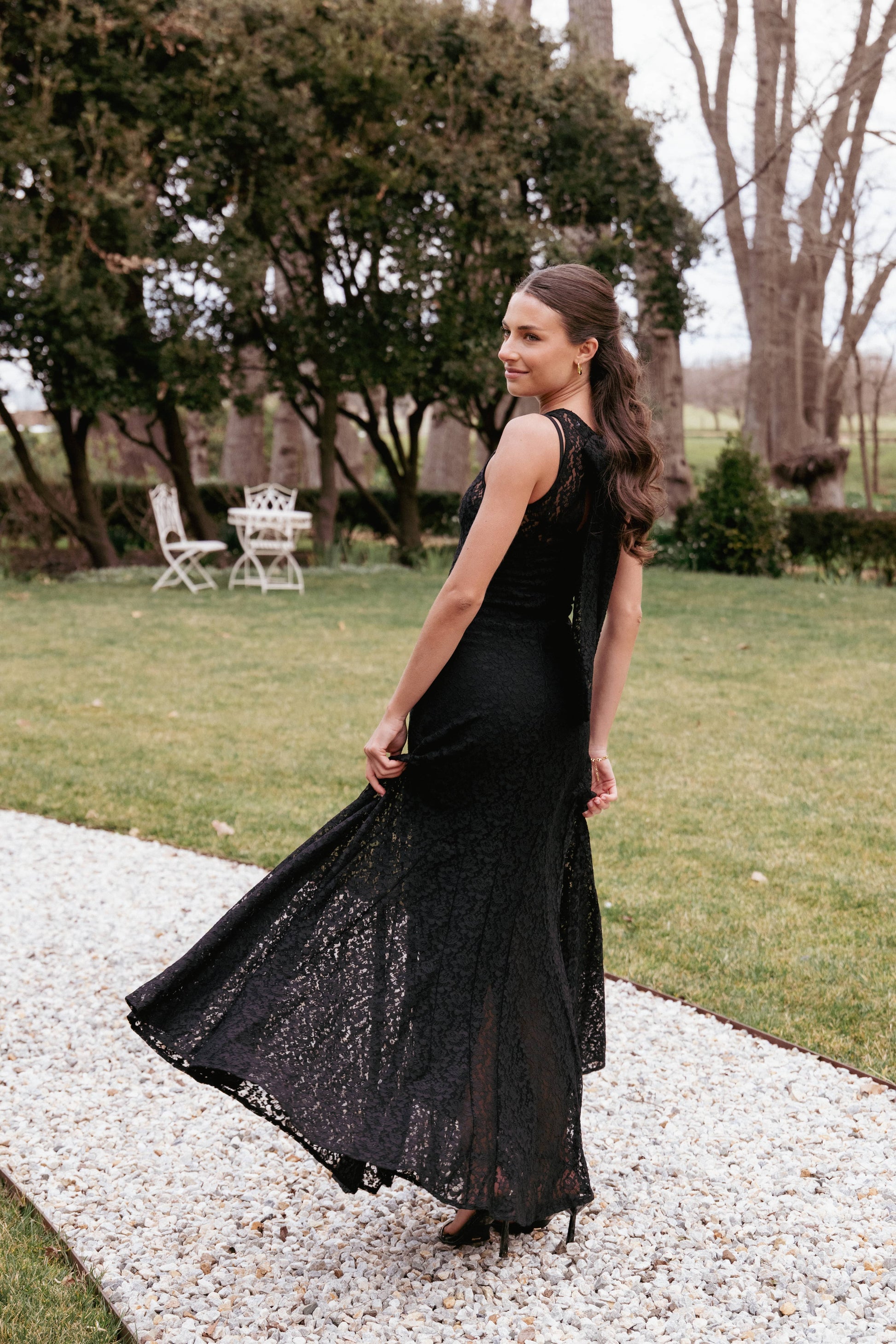 Keani Peony Maxi Dress Black Lace 7